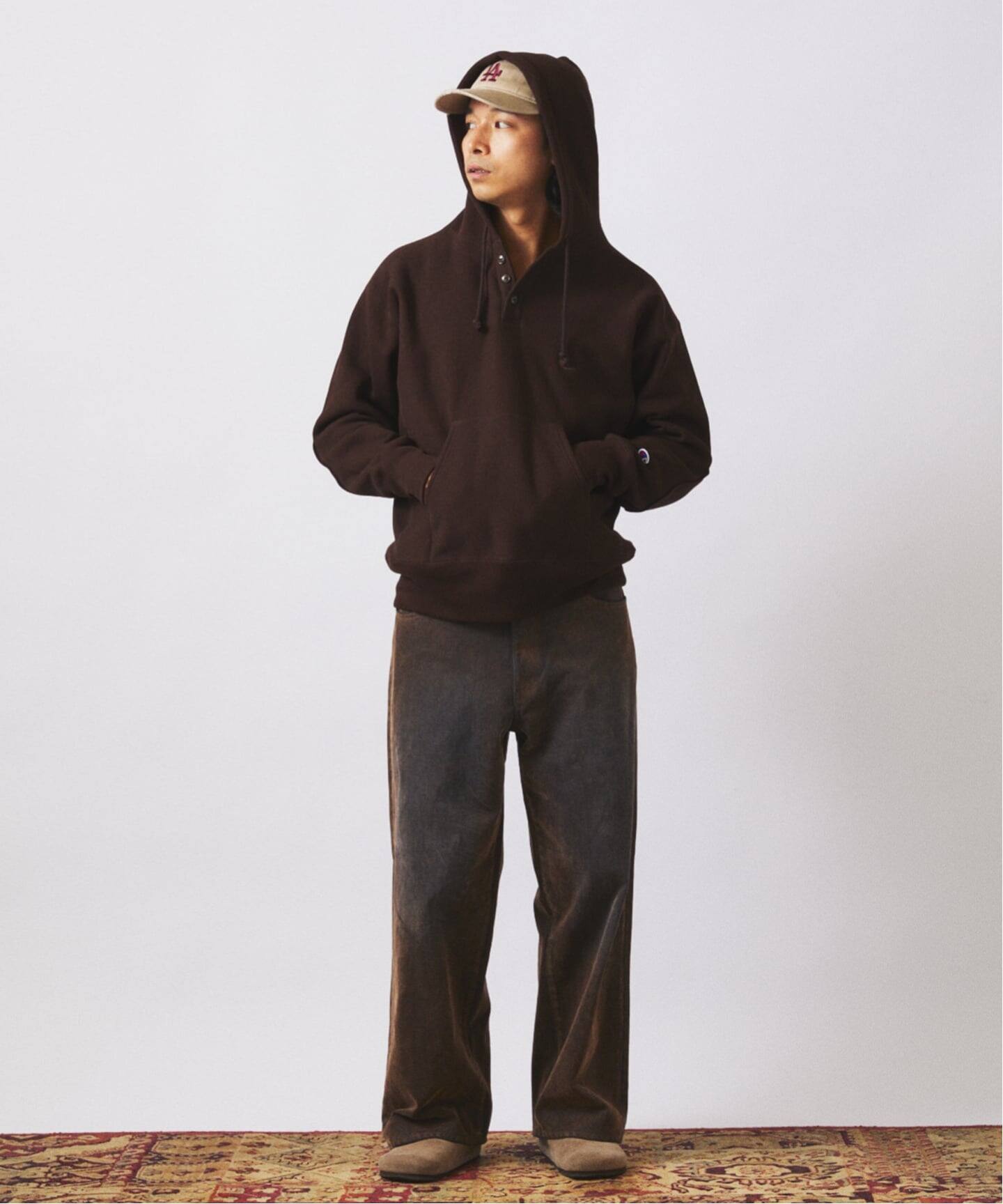 CHAMPION / チャンピオン 別注 R/W エルボーパッチ ヘンリーネック