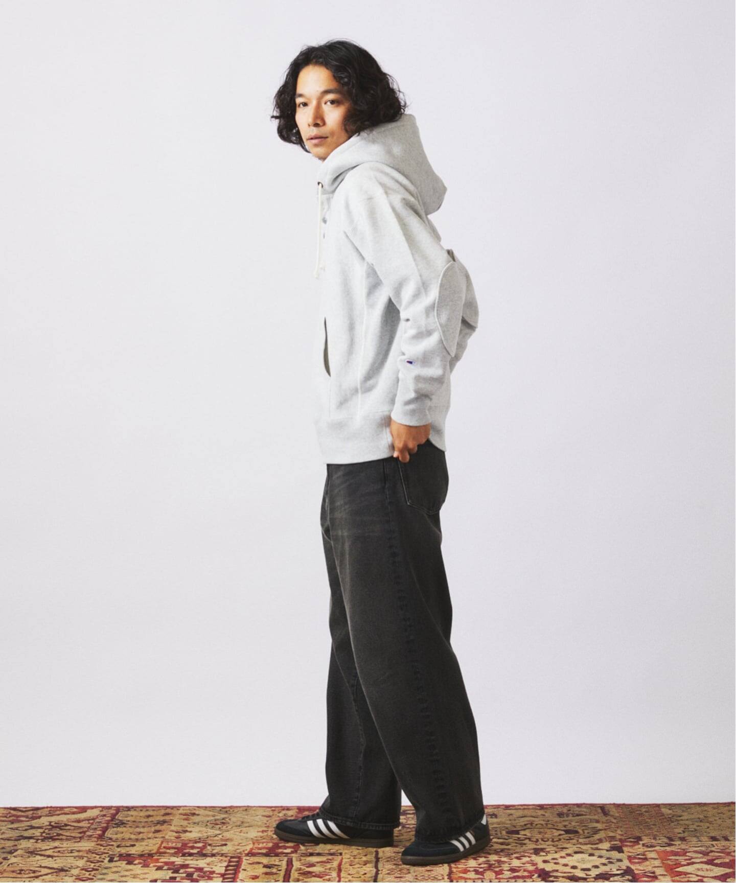 CHAMPION / チャンピオン 別注 R/W エルボーパッチ ヘンリーネック