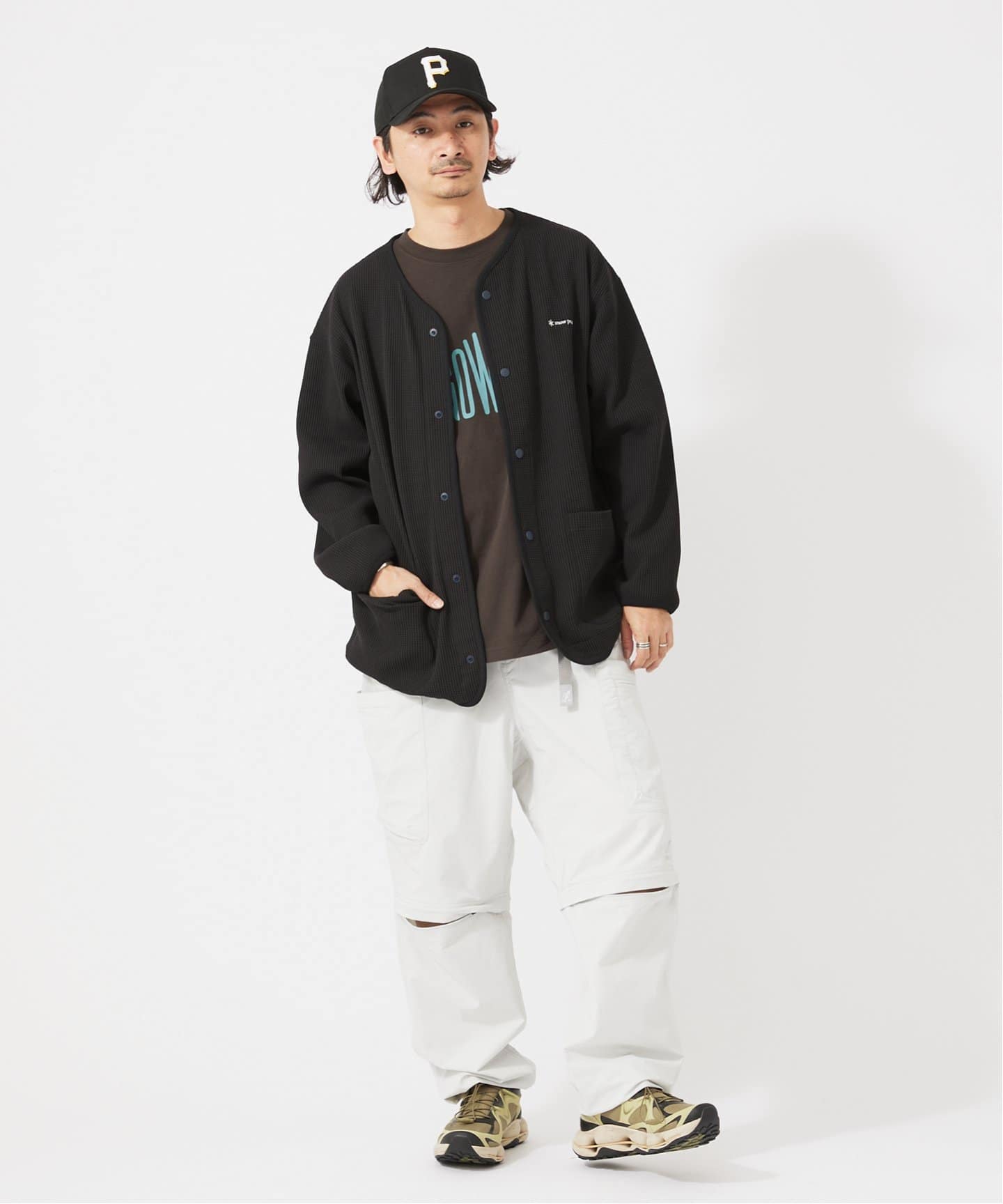 24SS 極美品 スノーピーク レリューム 別注 ドライワッフルカーディガン 黒 24SS 極美品 スノーピーク レリューム 別注 ドライワッフル