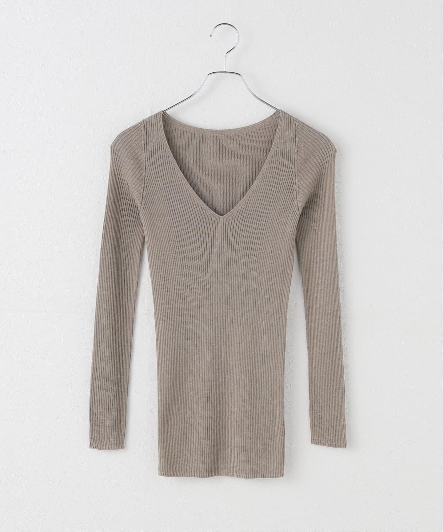 emily week シルク混リブVネックプルオーバー シルク混リブVネックプルオーバー（Tシャツ／カットソー）｜EMILY WEEK