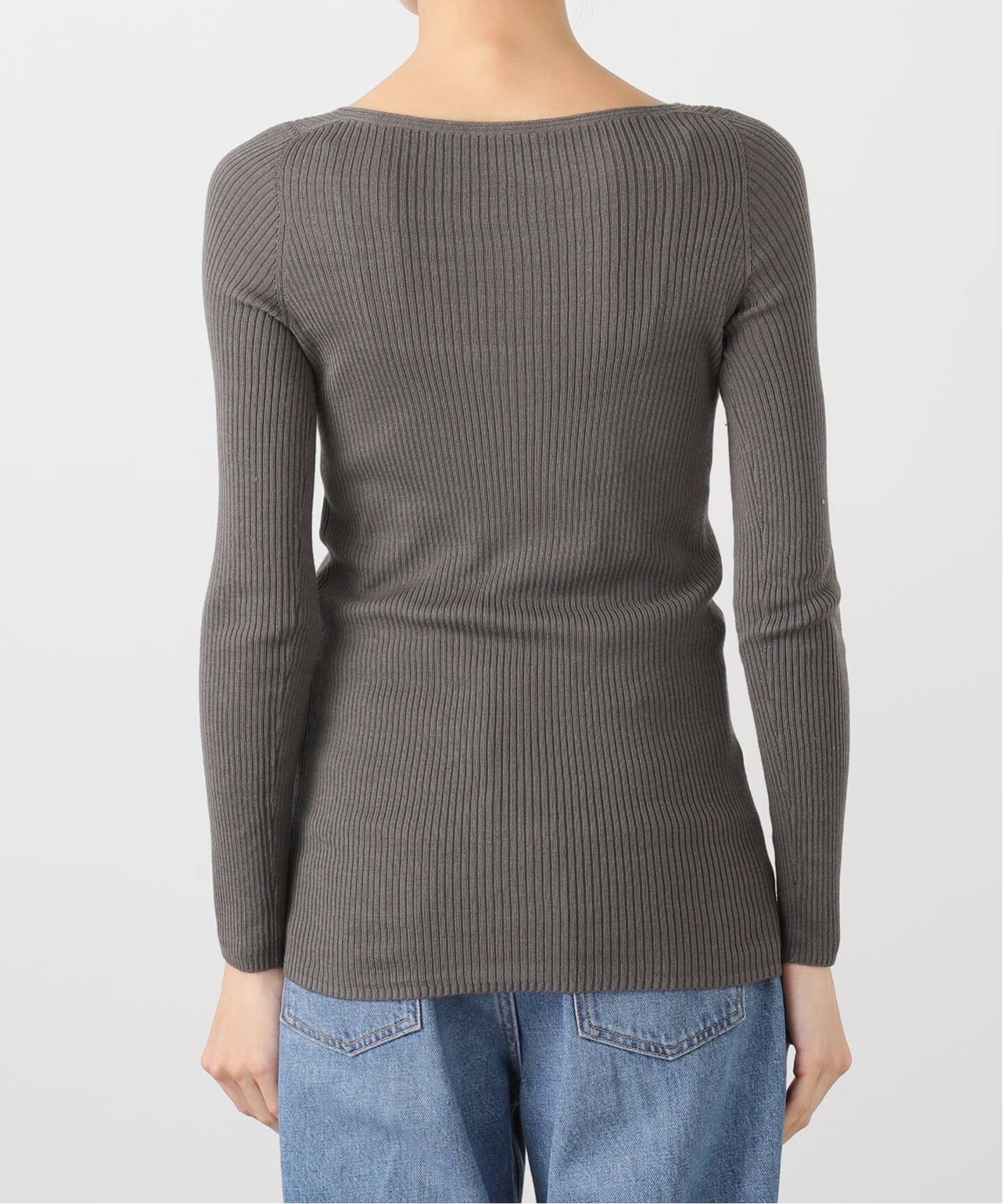 シルク混リブVネックプルオーバー（ギフト巾着付き）（Tシャツ