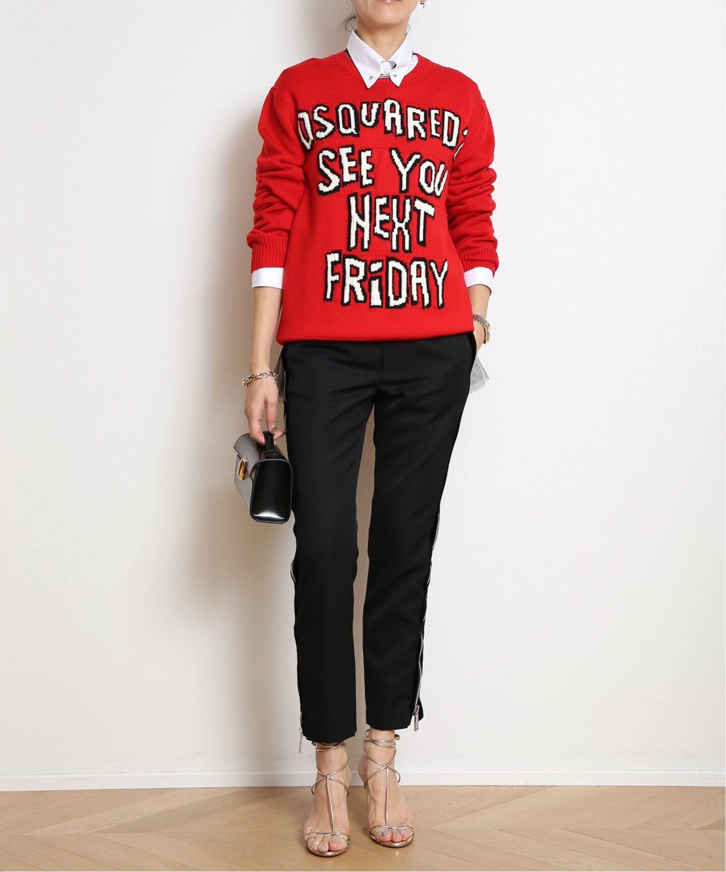 DSQUARED2/ディースクエアード】 LOGO クルーネックプルオーバーニット 