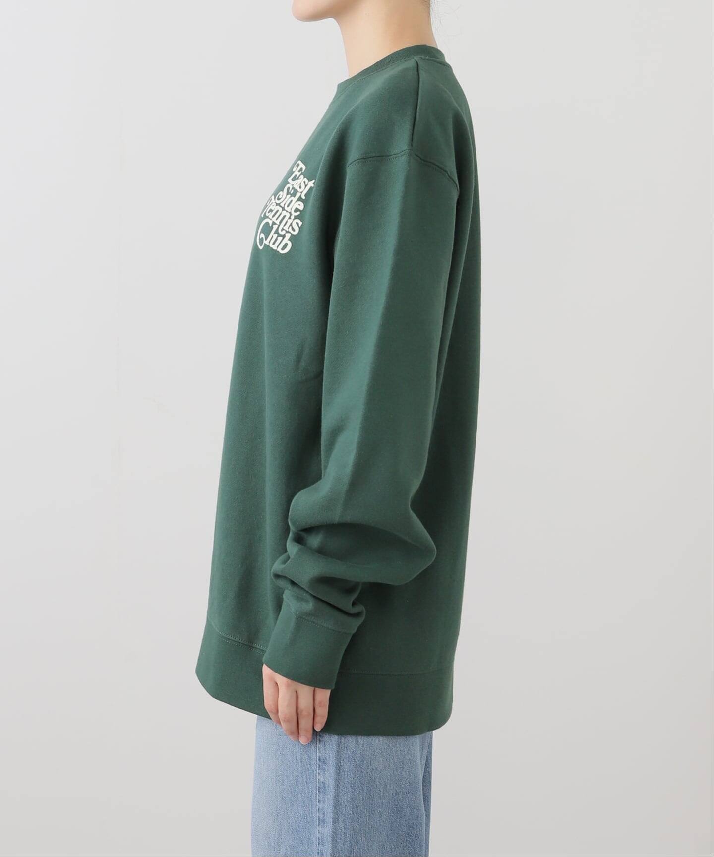 美品✨ミューズドゥーズィエムクラス ヴィンテージ加工スウェット グリーン EAST SIDE TENNIS CLUB/イーストサイド テニス クラブ】クルー