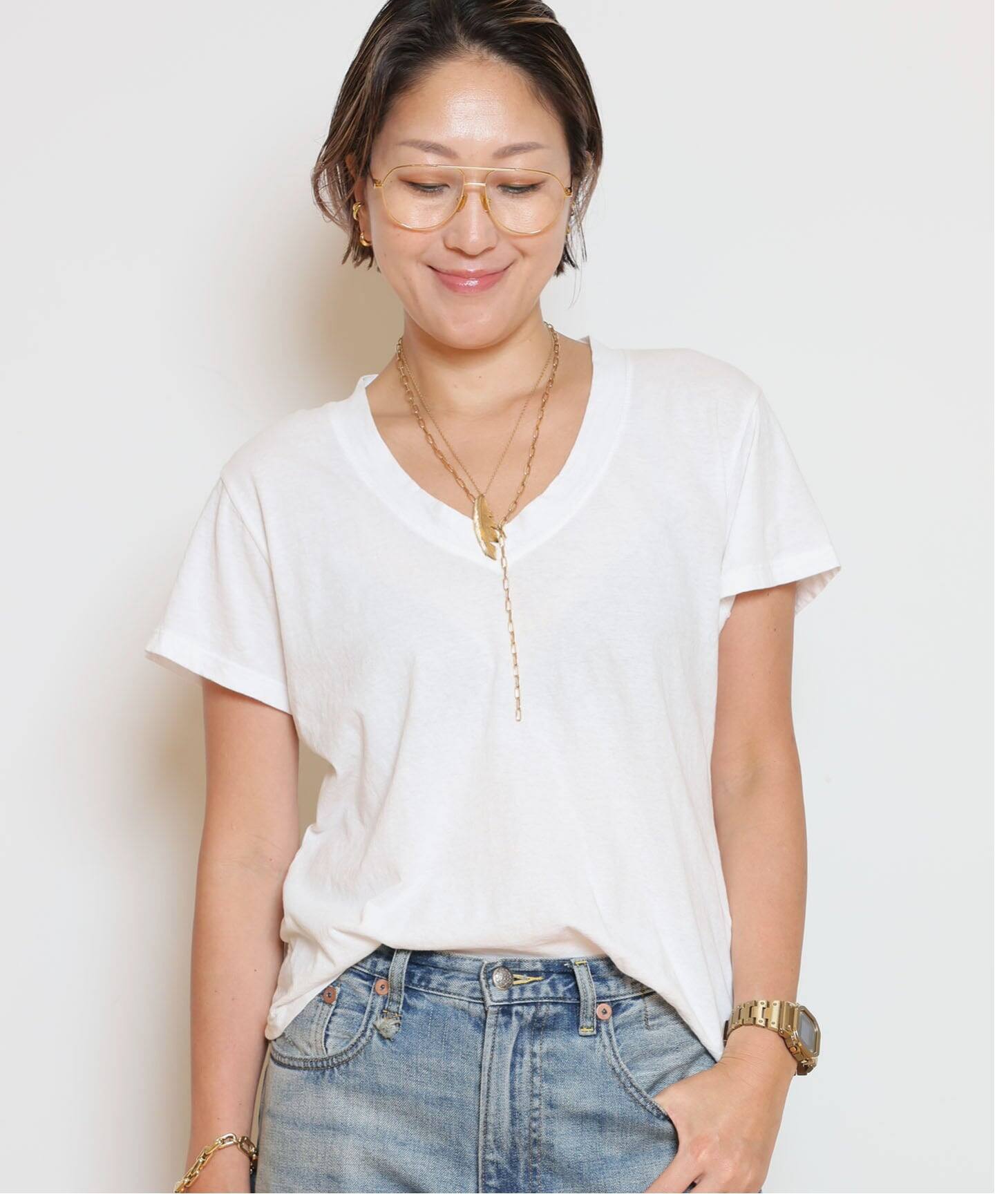 PERFECT WHITE TEE/パーフェクトホワイトティー】 Vネック Tシャツ（T 