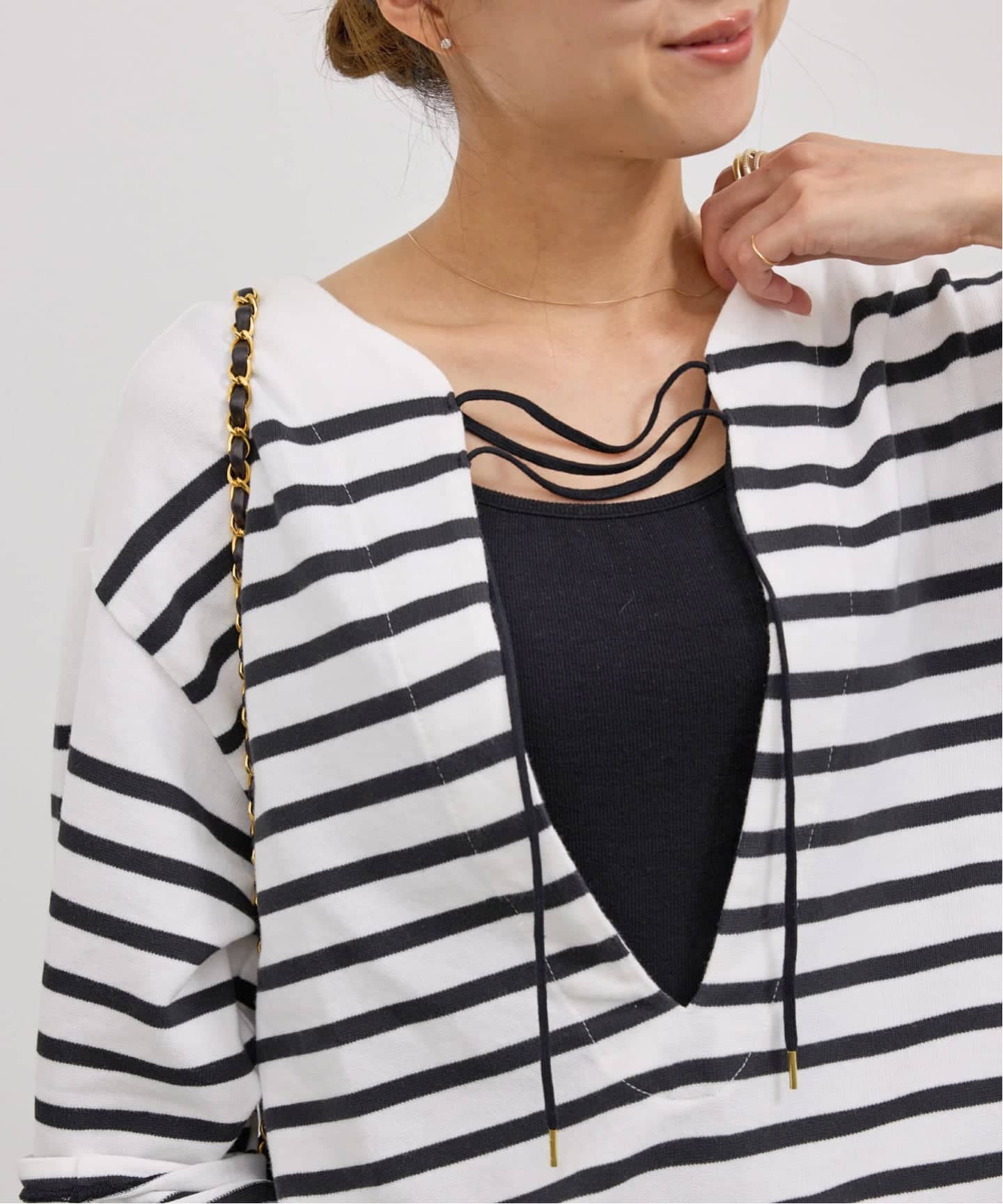 アパルトモン GOOD GRIEF!/グッドグリーフ BoderBelt GOOD GRIEF!/グッド グリーフ】 SPLIT NECK BORDER TOP（Tシャツ