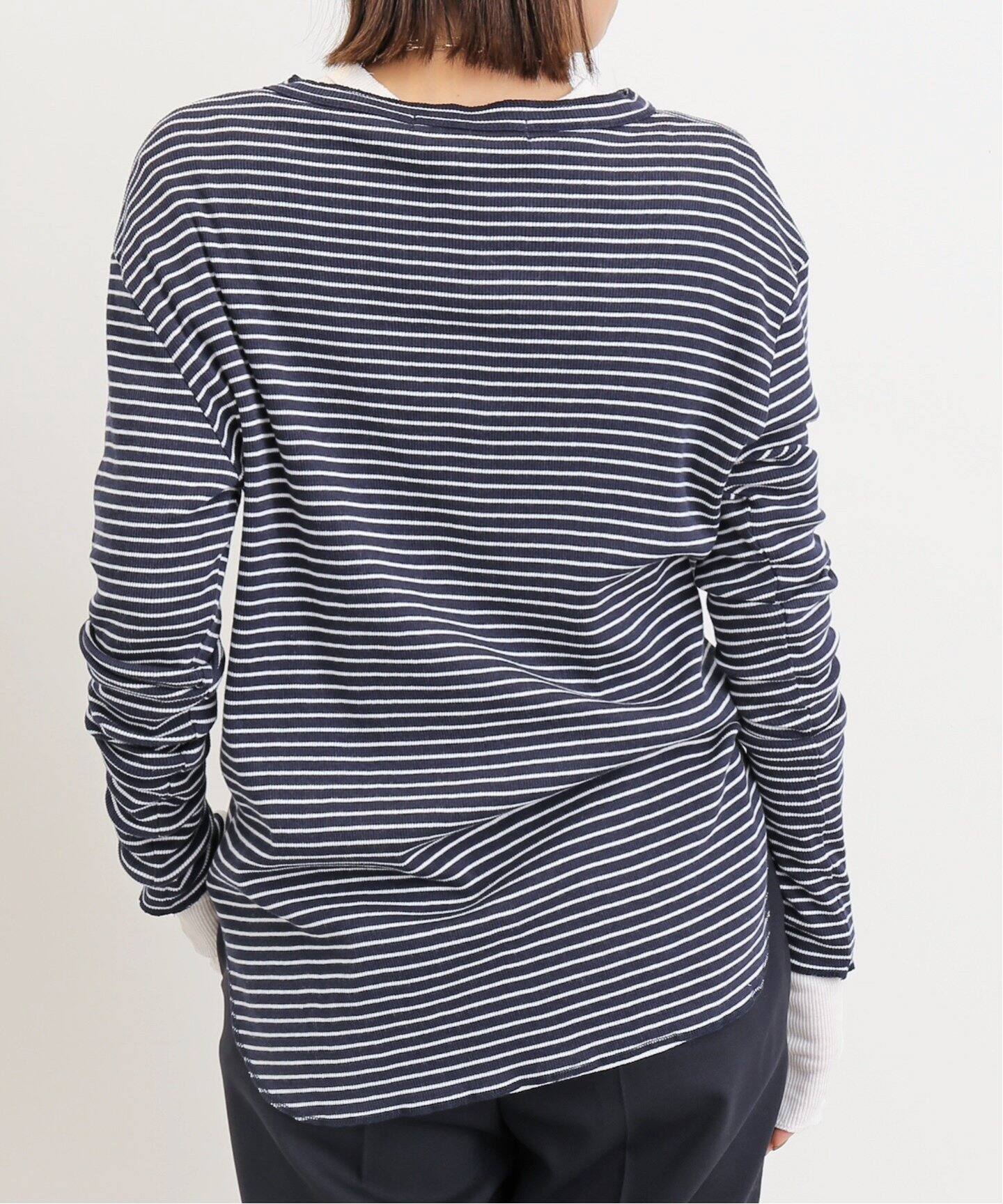 BORDER RIB LONGSLEEVE T-SHIRT（Tシャツ／カットソー）｜L  