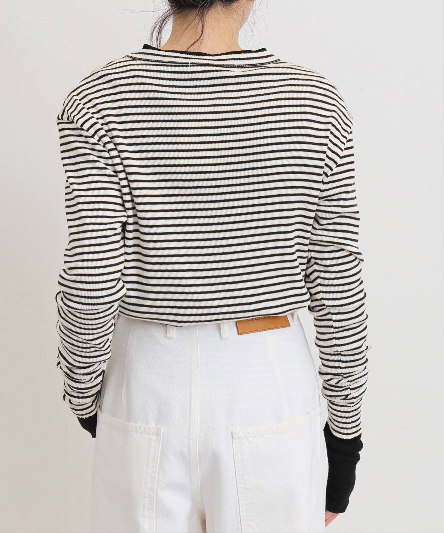 BORDER RIB LONGSLEEVE T-SHIRT（Tシャツ／カットソー）｜L  