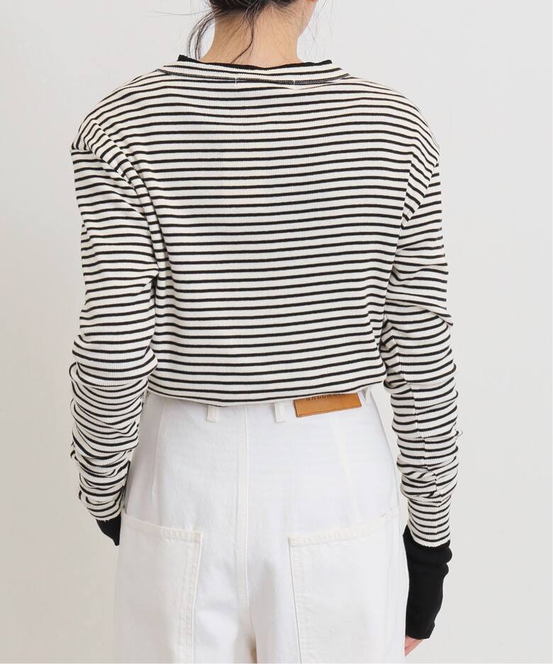 BORDER RIB LONGSLEEVE T-SHIRT（Tシャツ／カットソー）｜L  