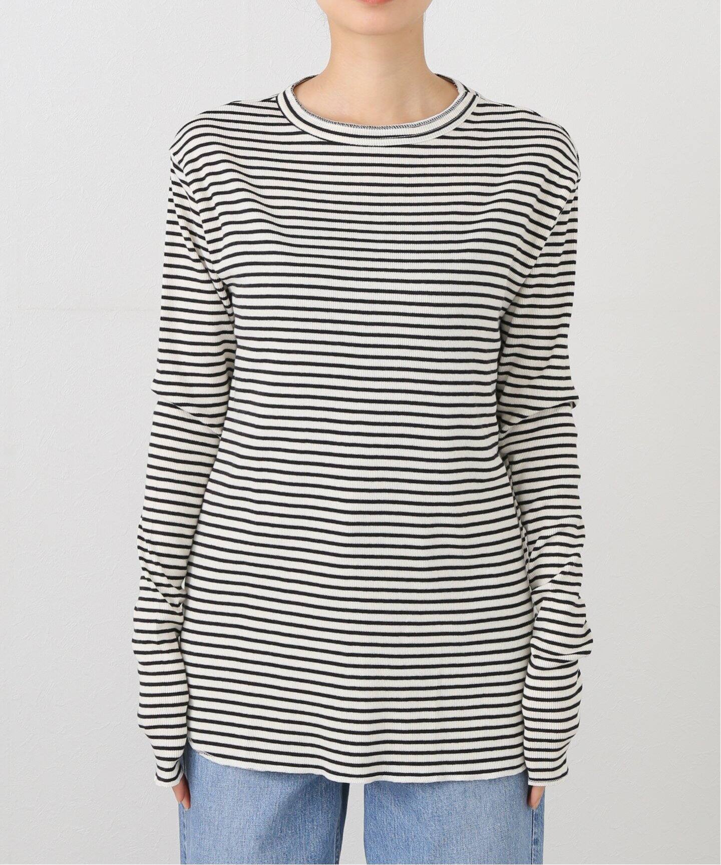 BORDER RIB LONGSLEEVE T-SHIRT（Tシャツ／カットソー）｜L  