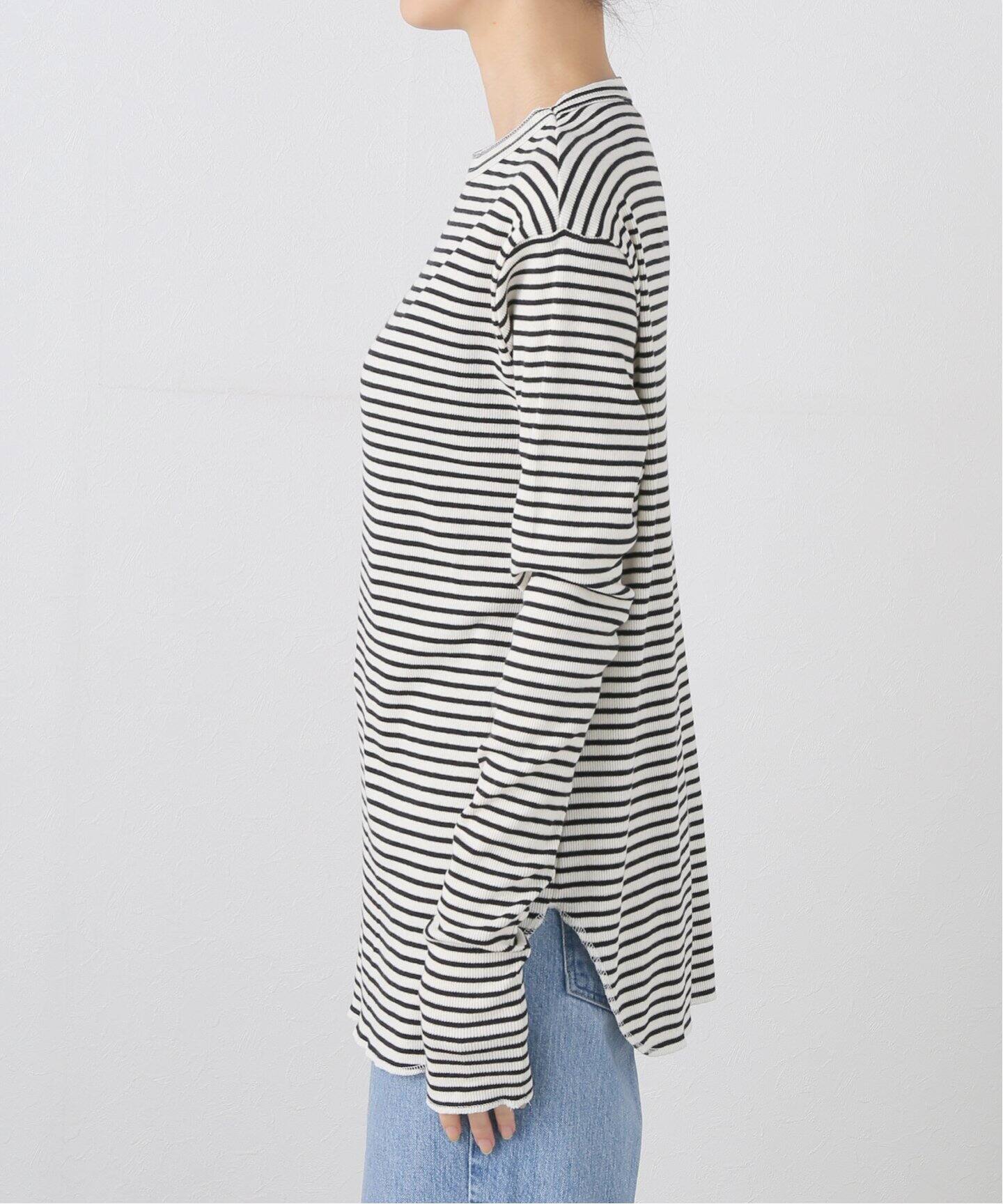 BORDER RIB LONGSLEEVE T-SHIRT（Tシャツ／カットソー）｜L  