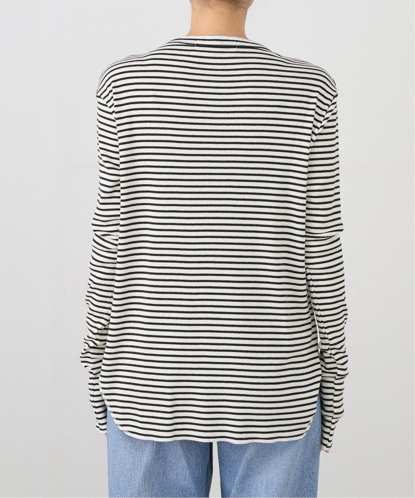 BORDER RIB LONGSLEEVE T-SHIRT（Tシャツ／カットソー）｜L  