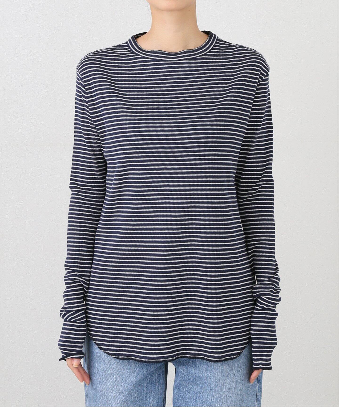 BORDER RIB LONGSLEEVE T-SHIRT（Tシャツ／カットソー）｜L  