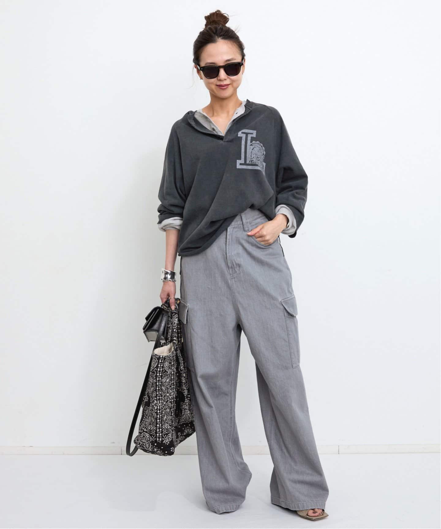 L'Appartement レミレリーフ HENLEY T-SHIRT 美品 REMI RELIEF/レミ レリーフ】 W TUCK HENLEY NECK LONGSLEEVE