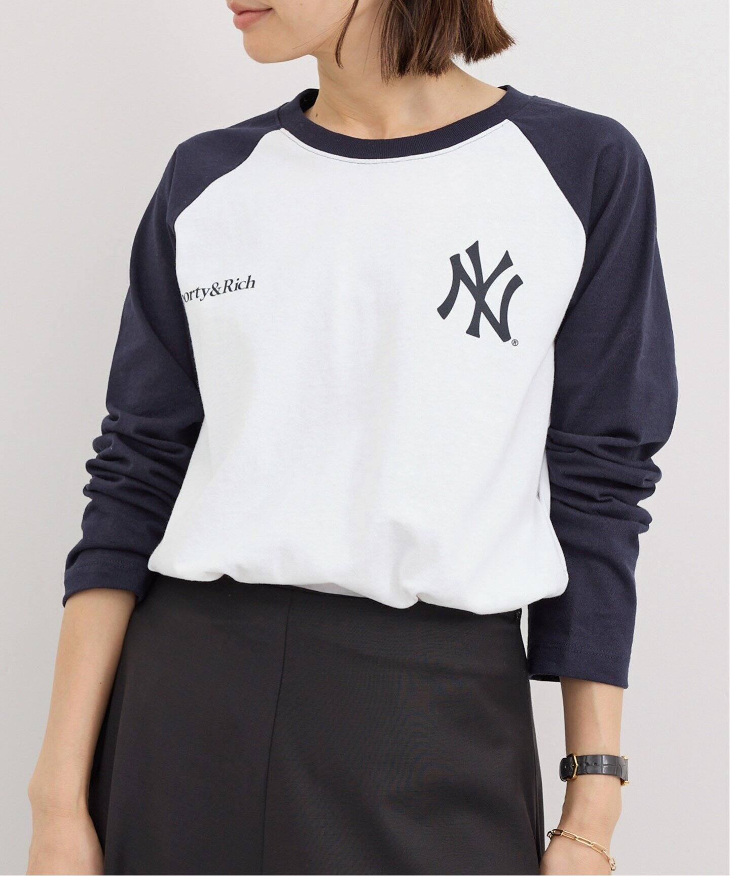 SPORTY&RICH/スポーティアンドリッチ】 YANKEES SERIF BASEBALL TEE（T 