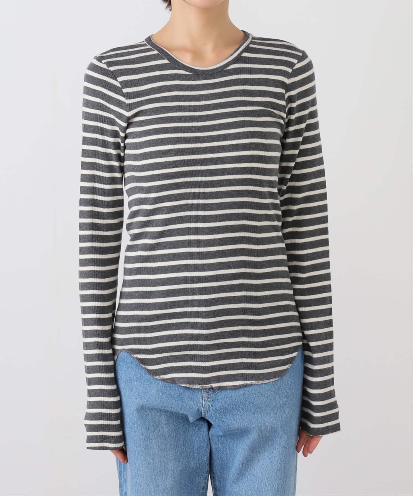 L'Appartement GOODGRIEF! Border Tops カーキ GOOD GRIEF!/グッド グリーフ】 Border Long Sleeve Tee（T