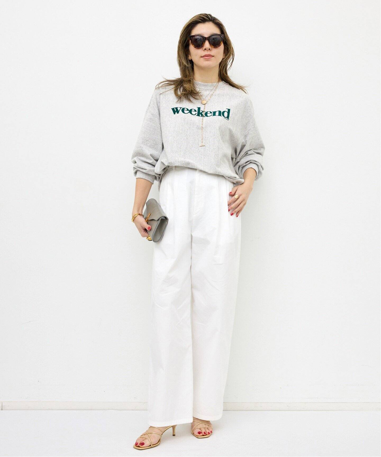 AMERICANA/アメリカーナ】 WEEKEND LONG SLEEVE TEE（Tシャツ 