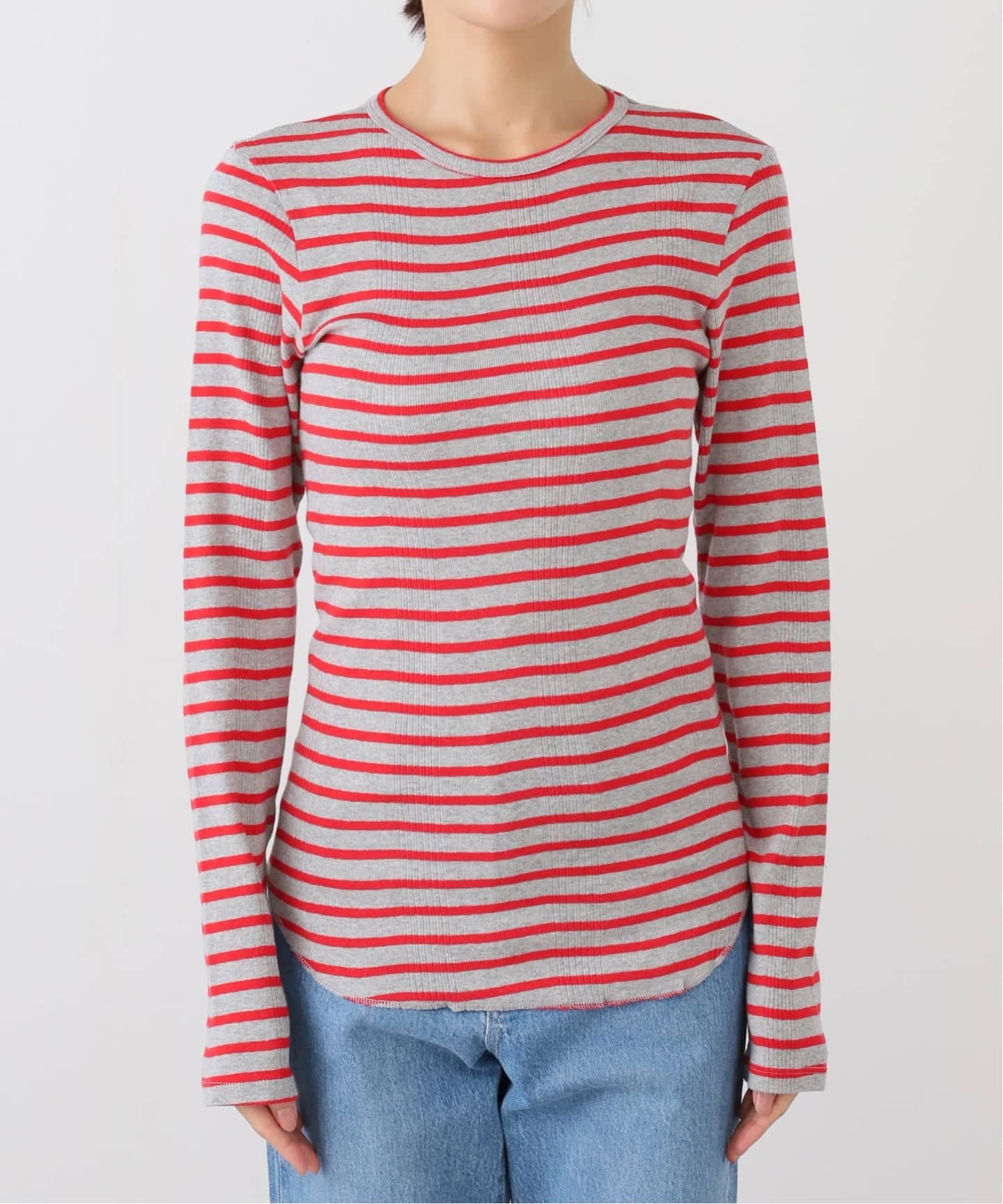 L'Appartement GOODGRIEF! Border Tops カーキ L'Appartement GOOD GRIEF Border L/S Tops