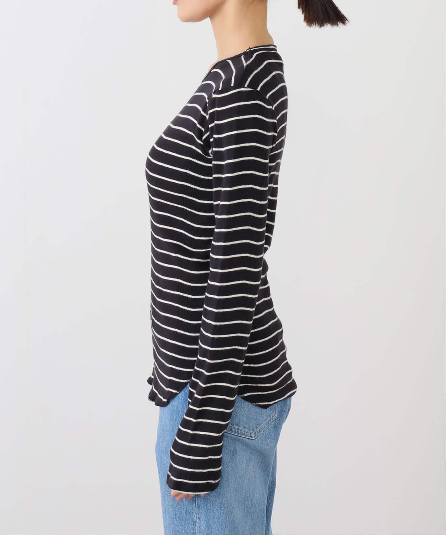 L'Appartement GOODGRIEF! Border Tops カーキ GOOD GRIEF!/グッド グリーフ】 Border Long Sleeve Tee（T