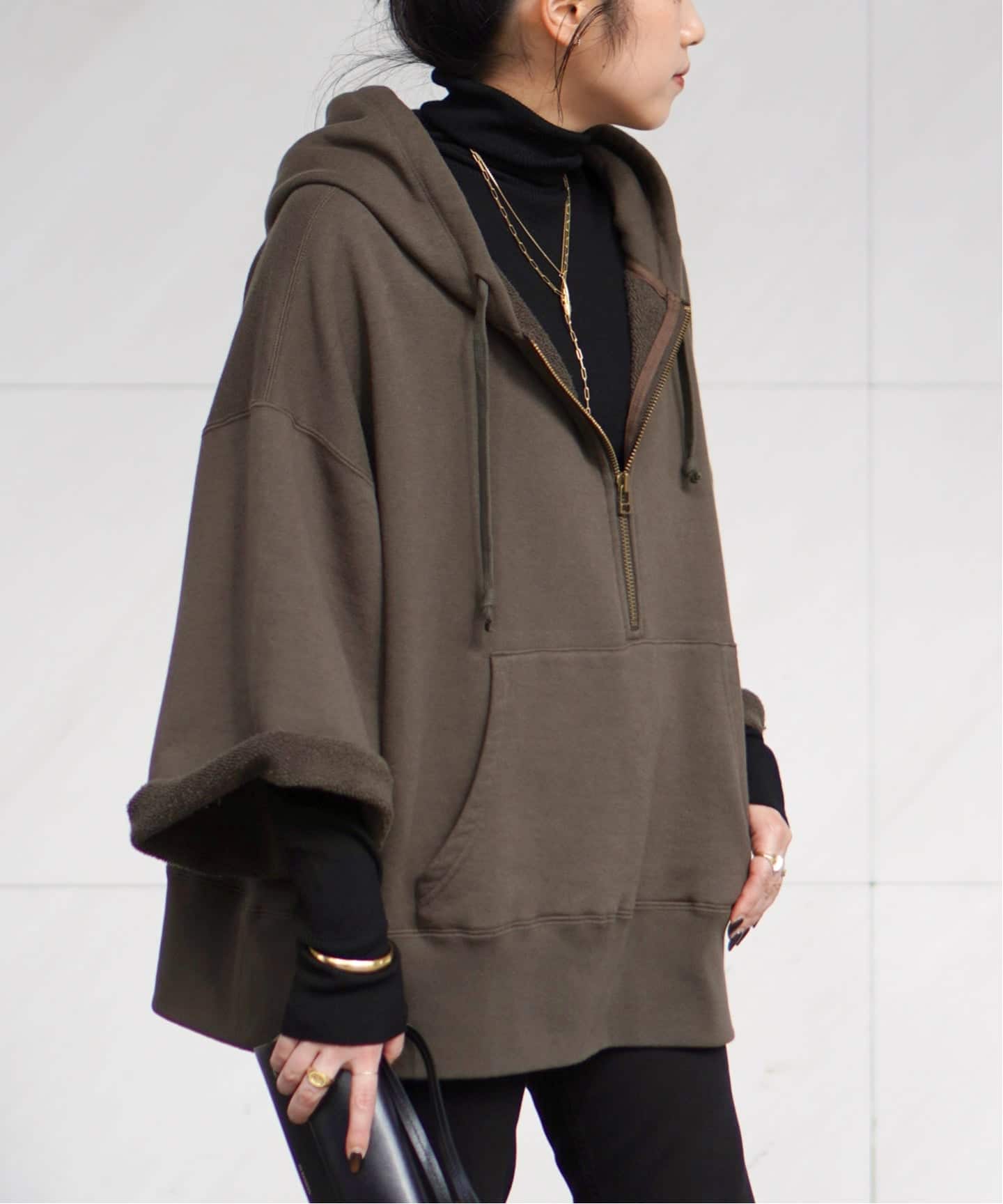 AP STUDIO ウールミックスハーフジップフーディ 予約》ウールミックスハーフジップフーディ（Tシャツ