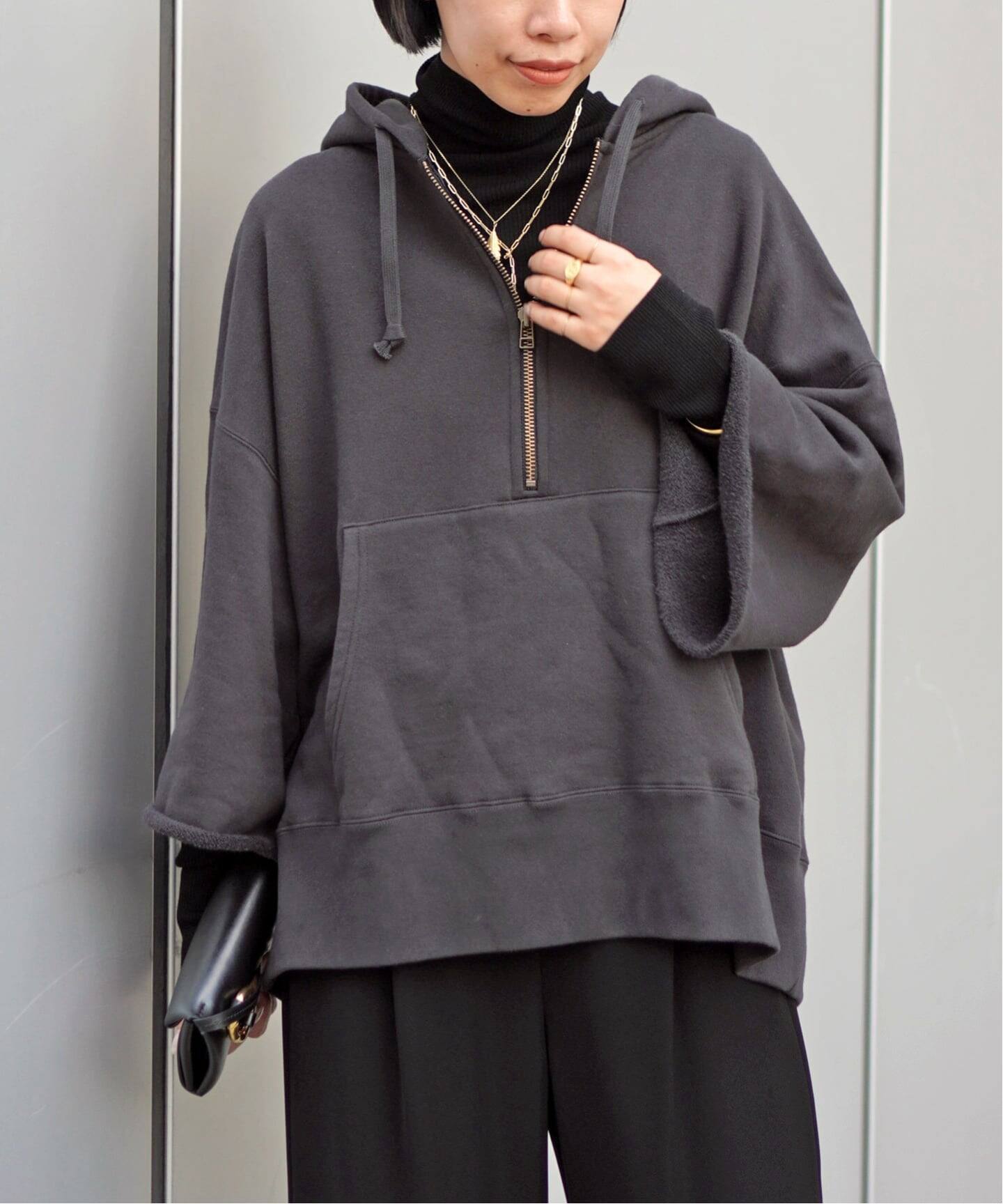 ウールミックスハーフジップフーディ（Tシャツ／カットソー）｜AP 