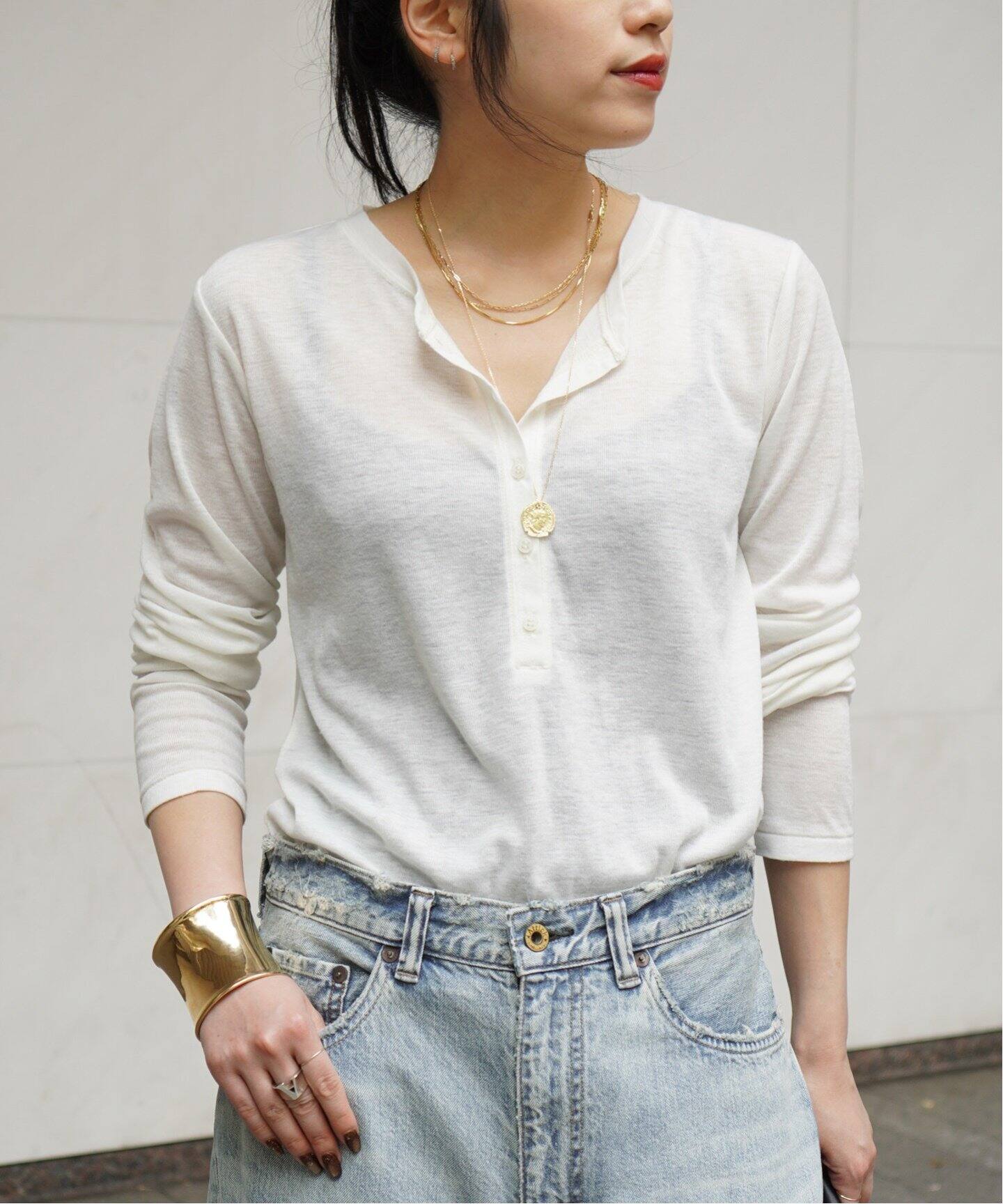 メロータッチヘンリーネックTシャツ（Tシャツ／カットソー）｜AP 