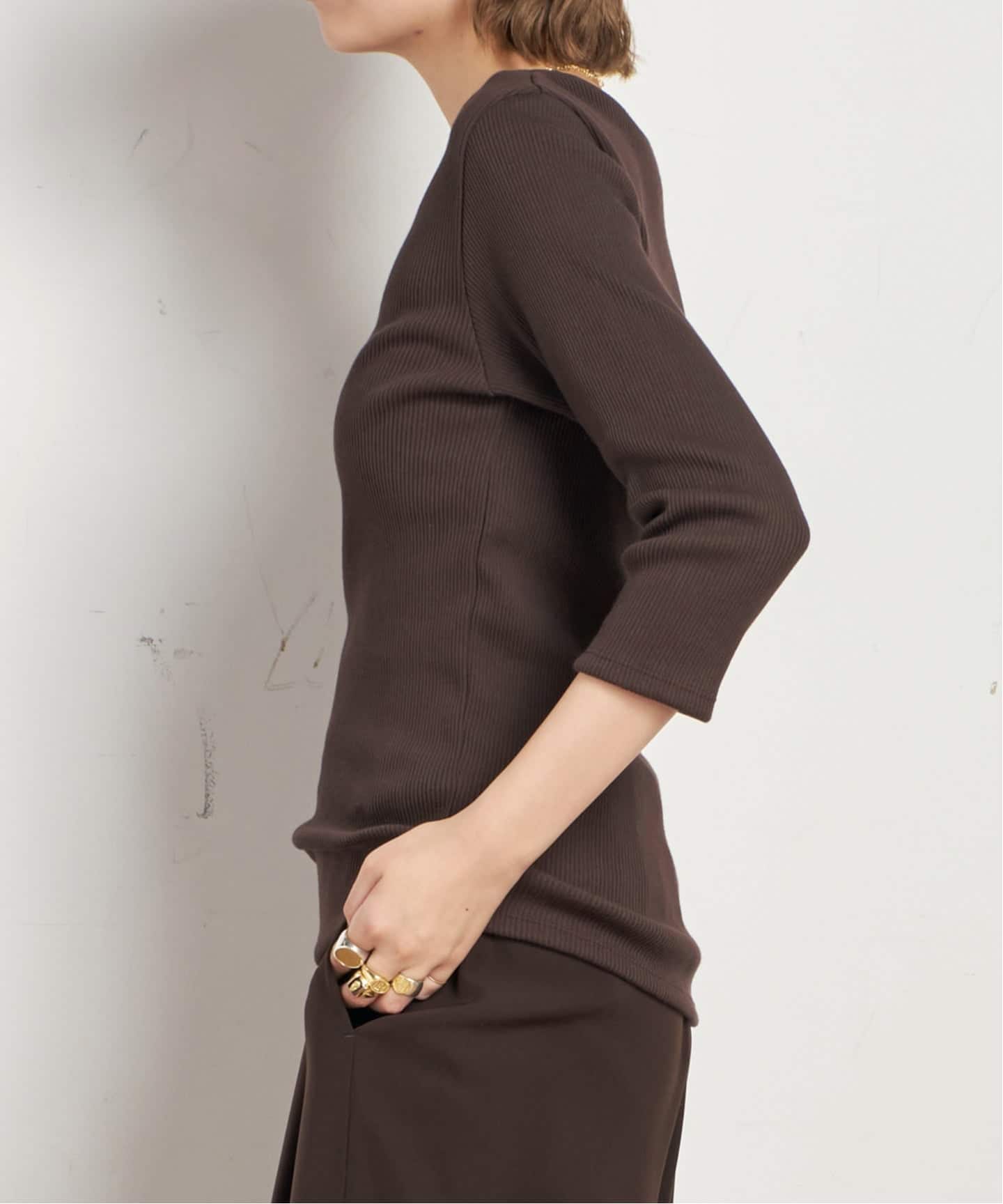 リブUネックプルオーバー（Tシャツ／カットソー）｜AP STUDIO