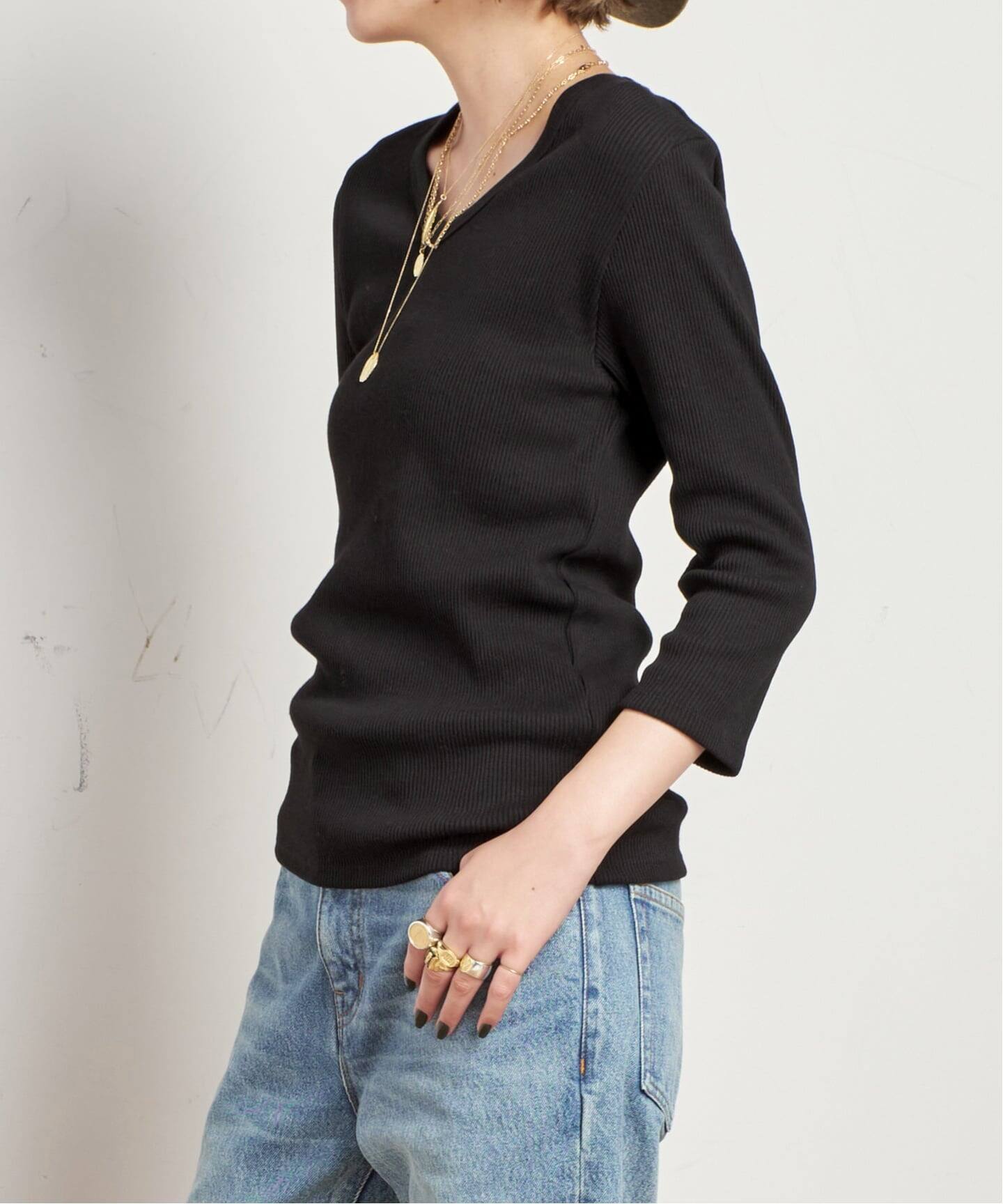 リブUネックプルオーバー（Tシャツ／カットソー）｜AP STUDIO