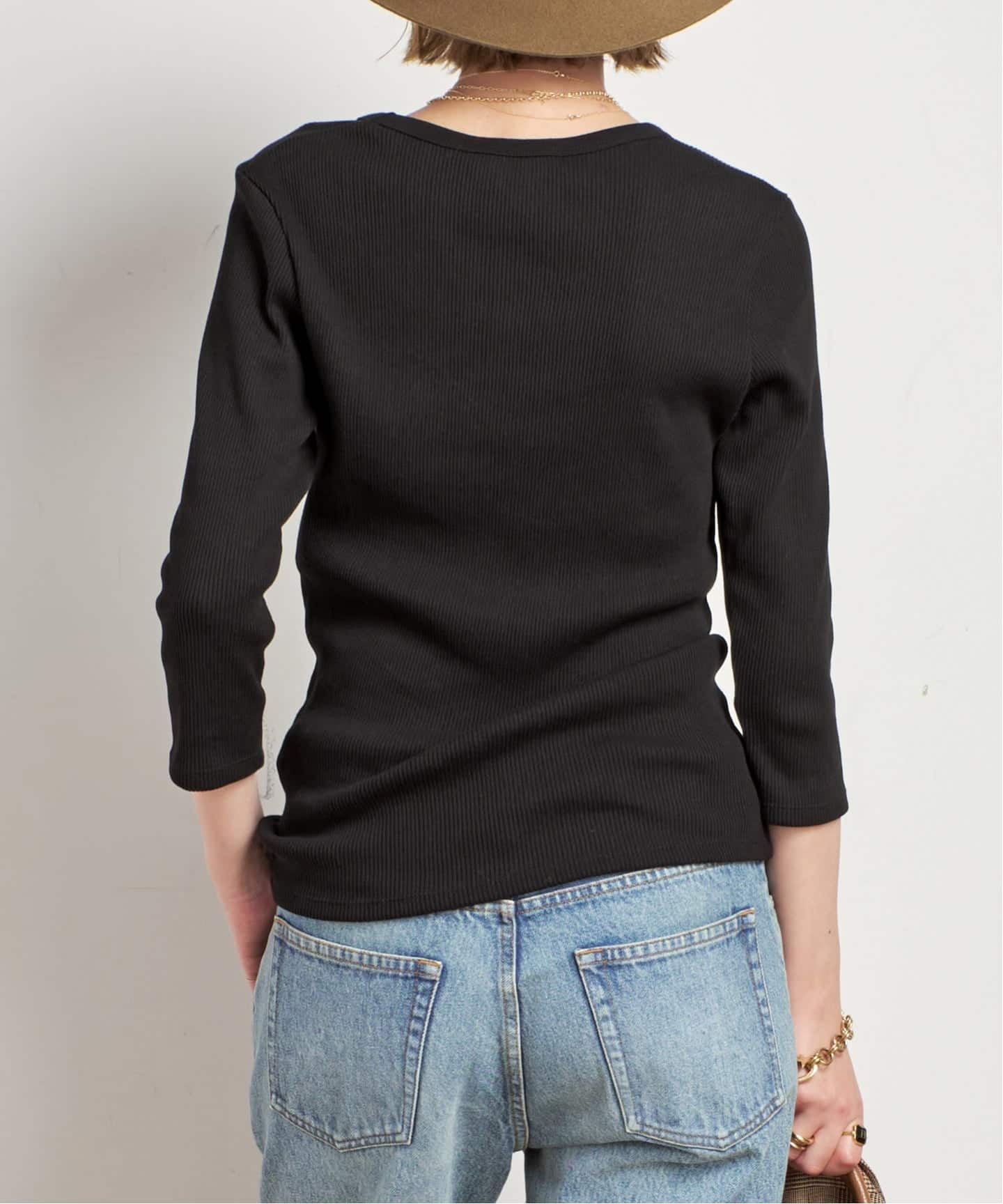 リブUネックプルオーバー（Tシャツ／カットソー）｜AP STUDIO