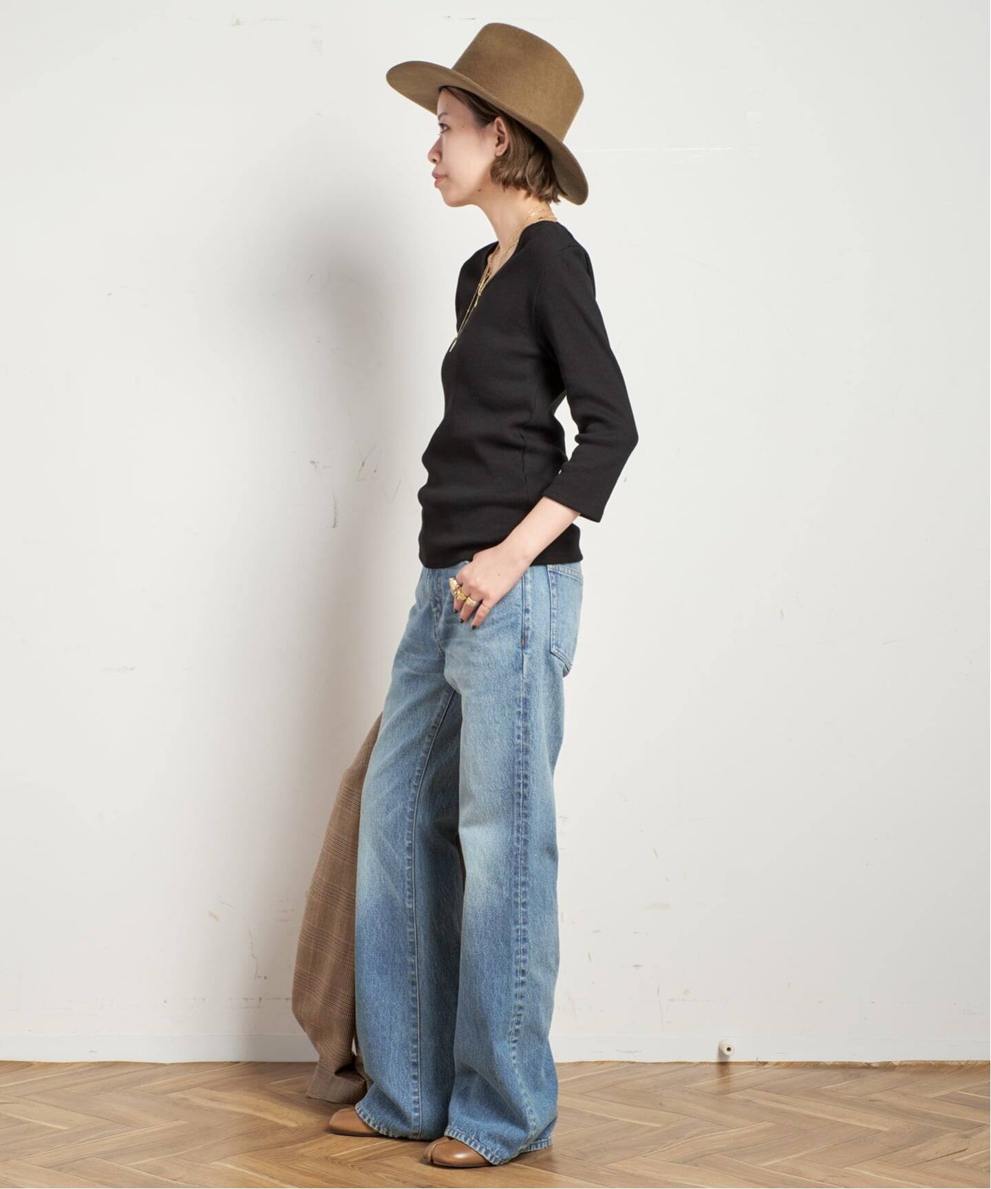 リブUネックプルオーバー（Tシャツ／カットソー）｜AP STUDIO