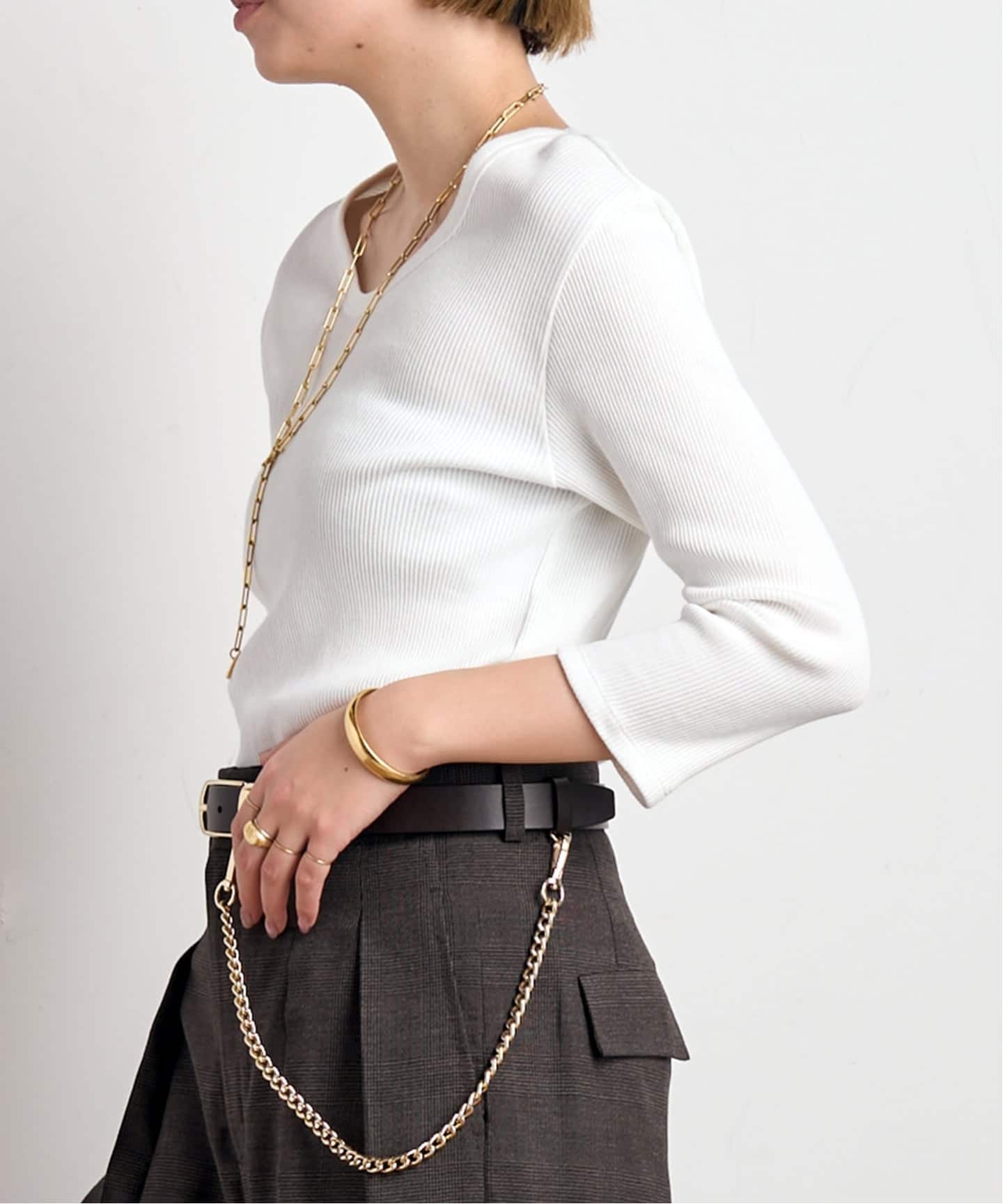 リブUネックプルオーバー（Tシャツ／カットソー）｜AP STUDIO