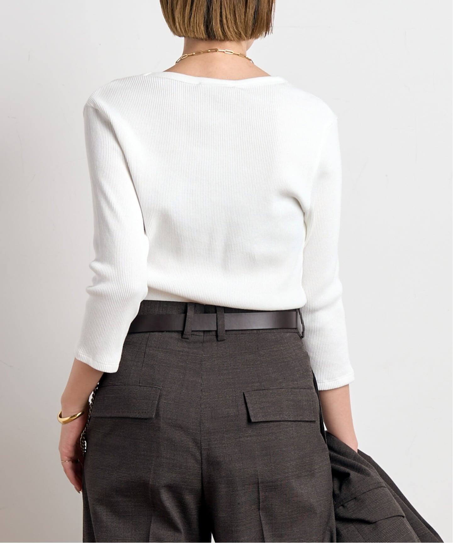 リブUネックプルオーバー（Tシャツ／カットソー）｜AP STUDIO