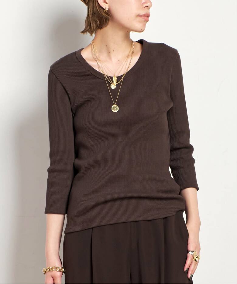 リブUネックプルオーバー（Tシャツ／カットソー）｜AP STUDIO  