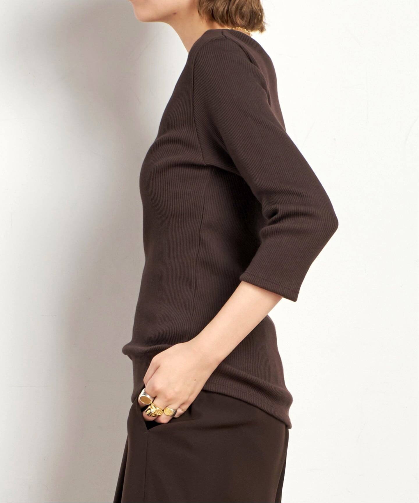 リブUネックプルオーバー（Tシャツ／カットソー）｜AP STUDIO