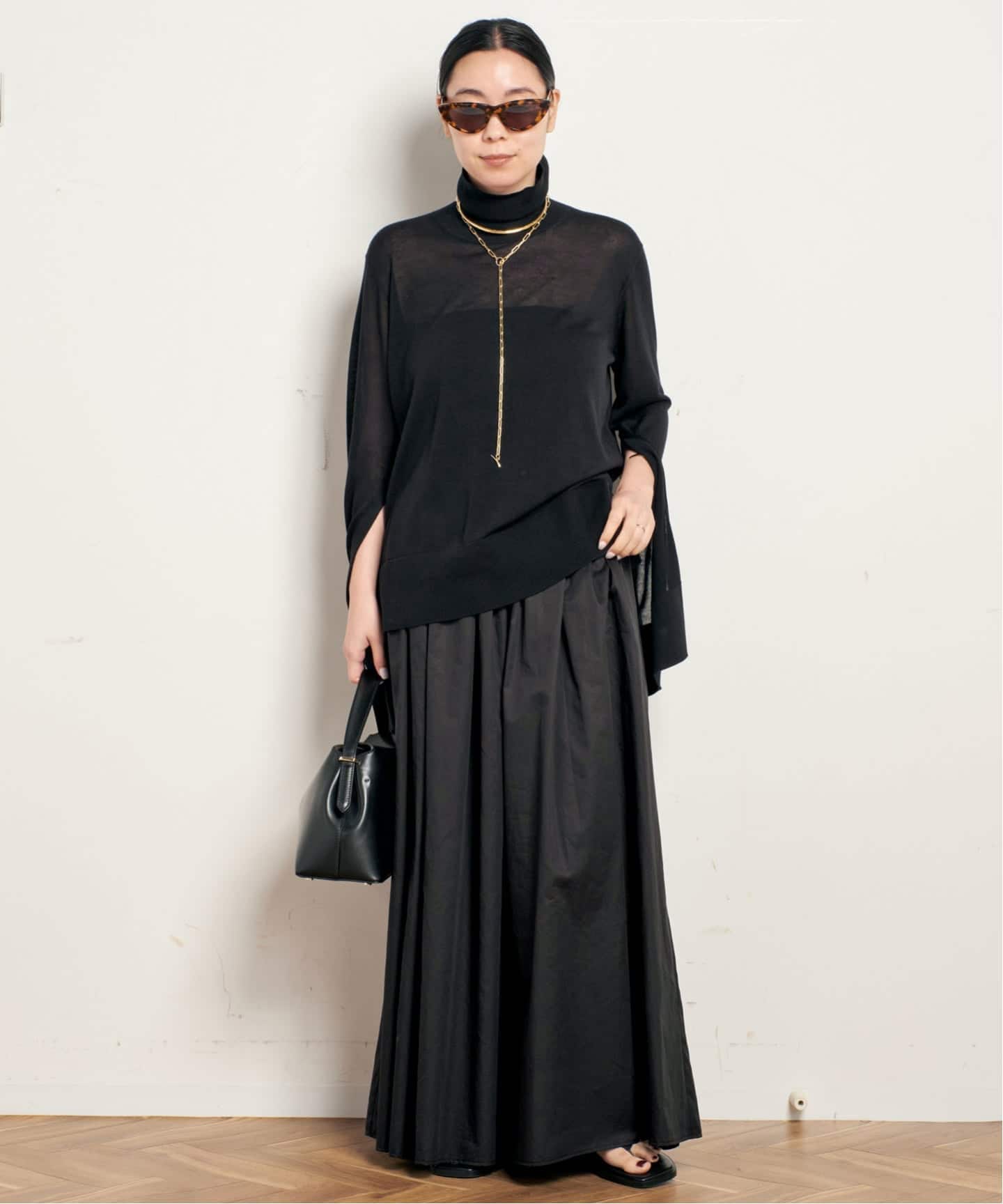 TOTEME トーテム  長袖ニット　開襟  S ブラック TOTEME/トーテム】SLIT SLEEVE TURTLENECK（ニット／セーター