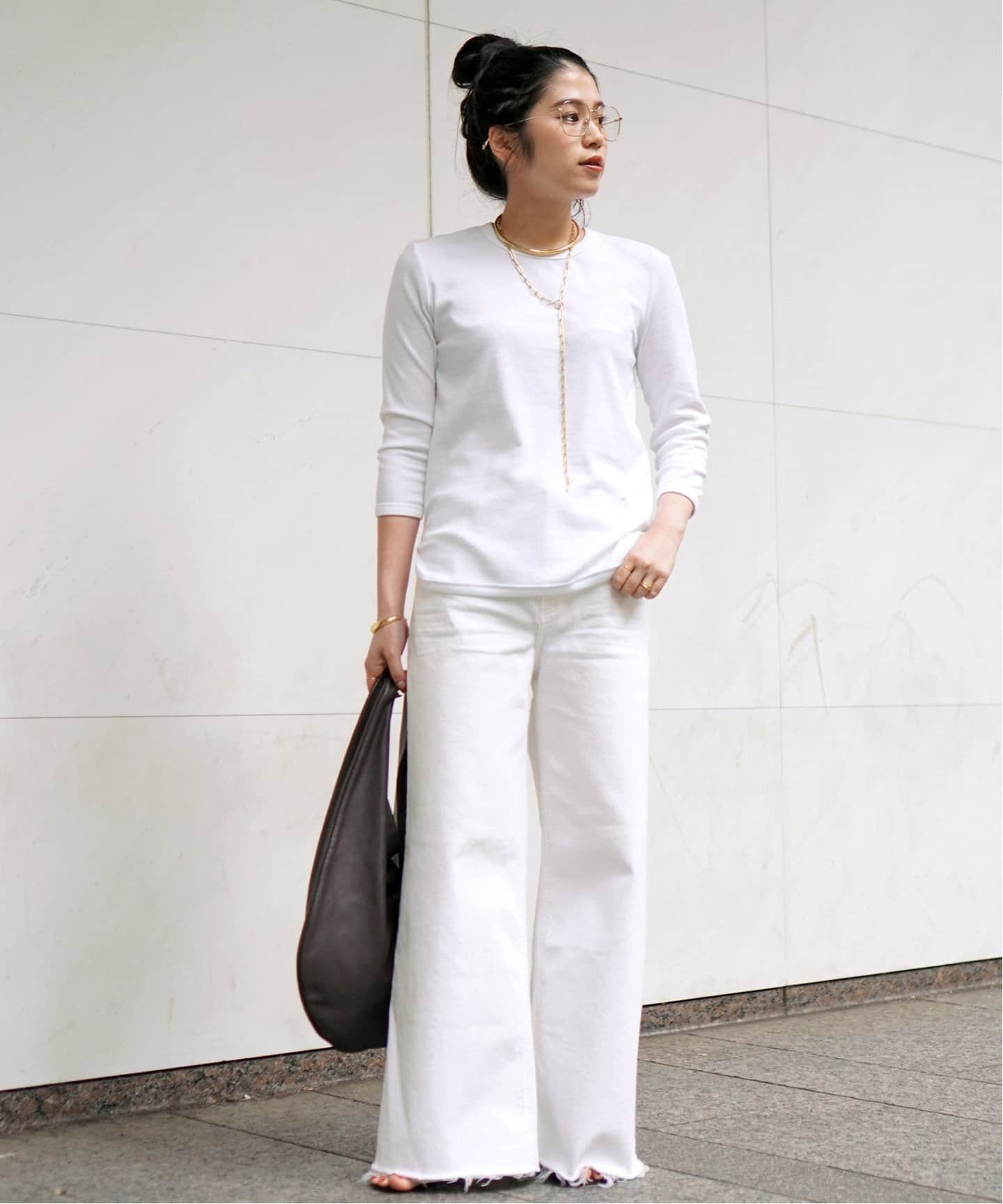 TEURN STUDIOS/ターンスタジオ】3/4 sleeved rib top（Tシャツ