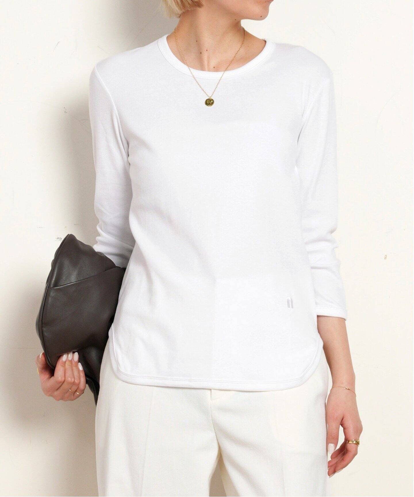 TEURN STUDIOS/ターンスタジオ】3/4 sleeved rib top（Tシャツ