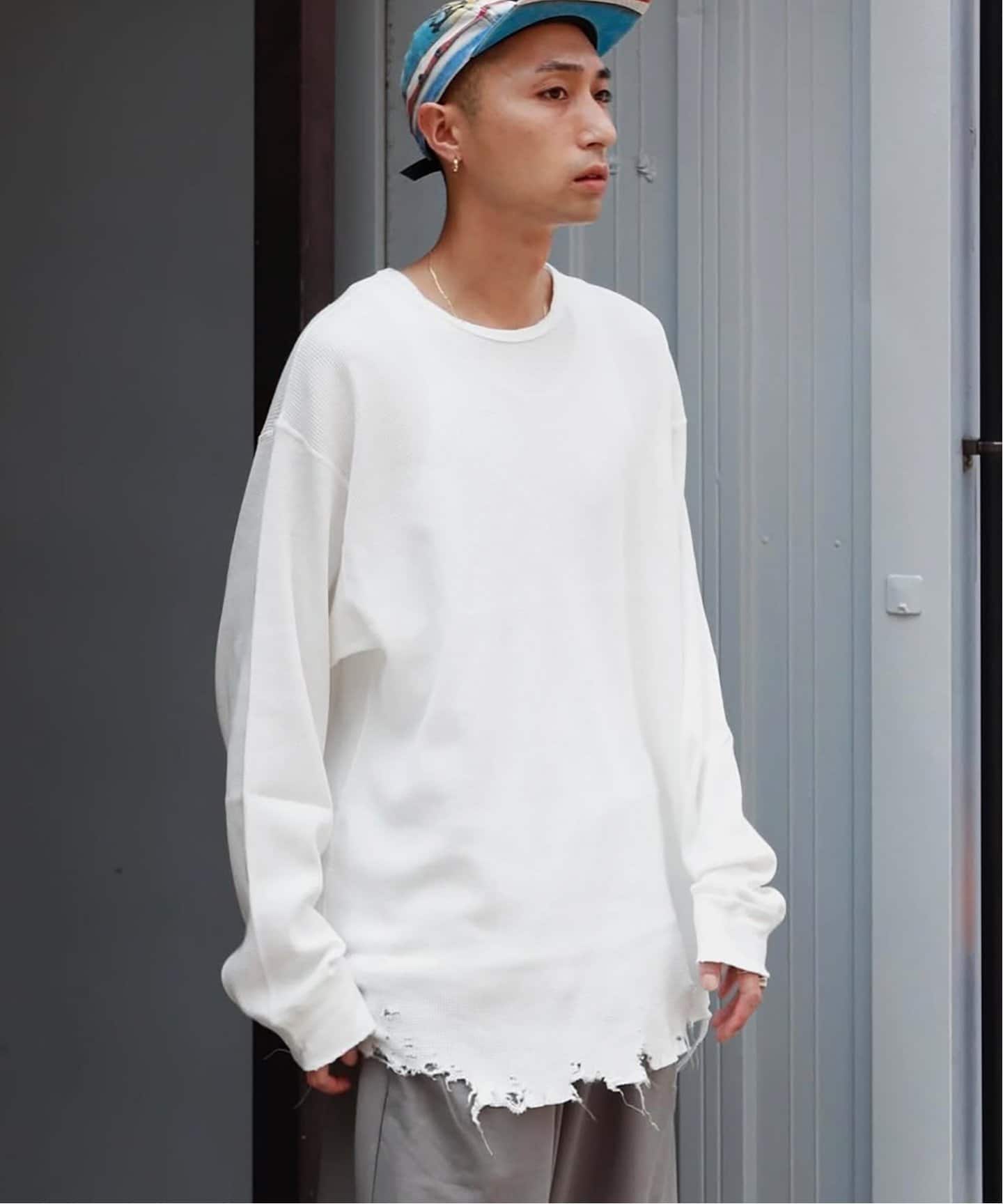 トップス ANCELLM 25ss WAFFLE CREW NECK LS T-SHIRT ANCELLM - WAFFLE CREW NECK LS T-SHIRT | IVORY | カットソー