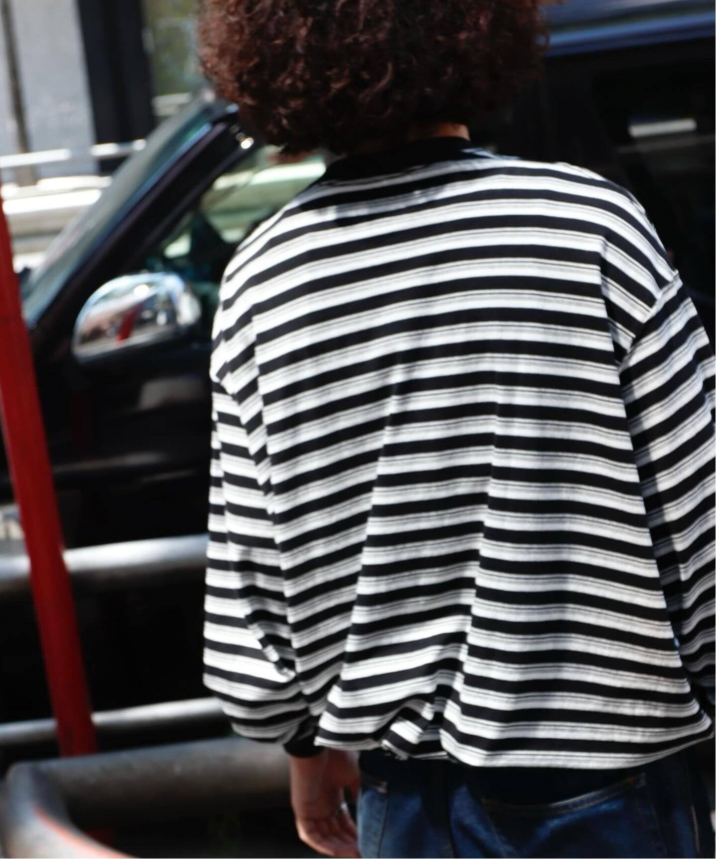 is-ness / イズネス BALLOON STRIPES LONG SLEEVE T-SH（Tシャツ