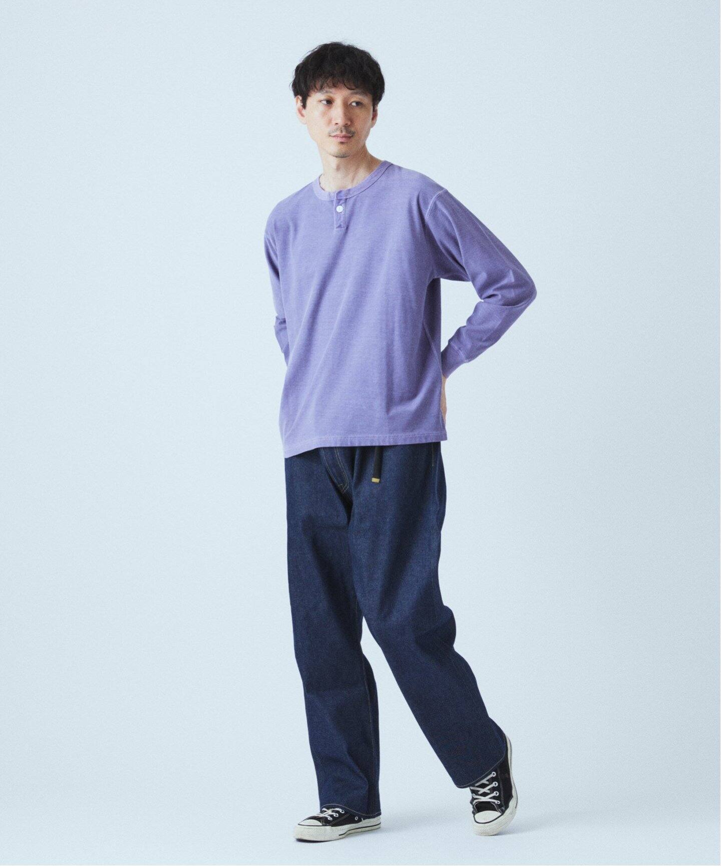 OE バック ピグメント ヘンリー ネック ロンT（Tシャツ／カットソー