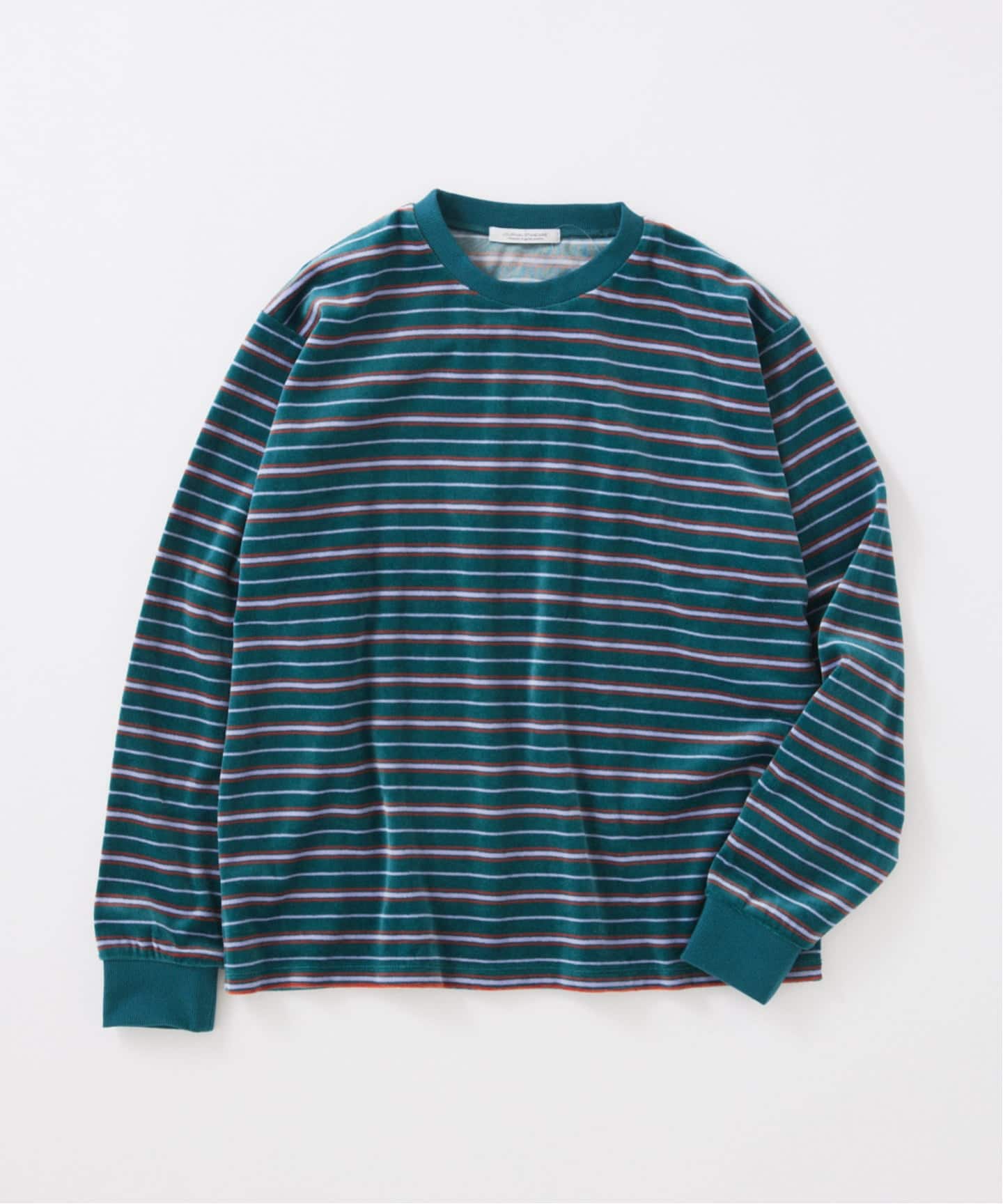 ベロア マイクロ ボーダー クルーネック ロンT（Tシャツ／カットソー