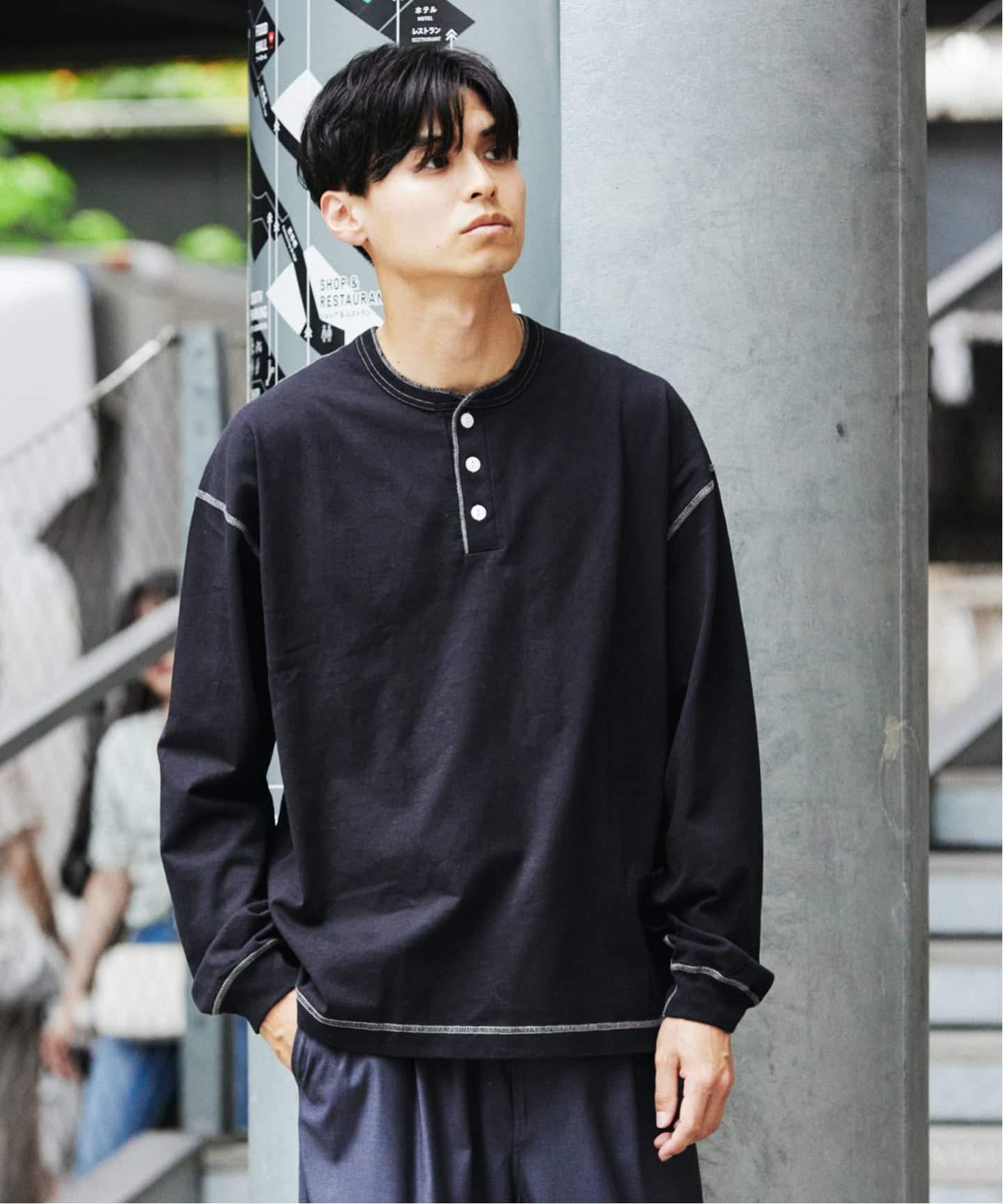 予約》Health knit / ヘルスニット 別注 L/Sヘンリー ネック T