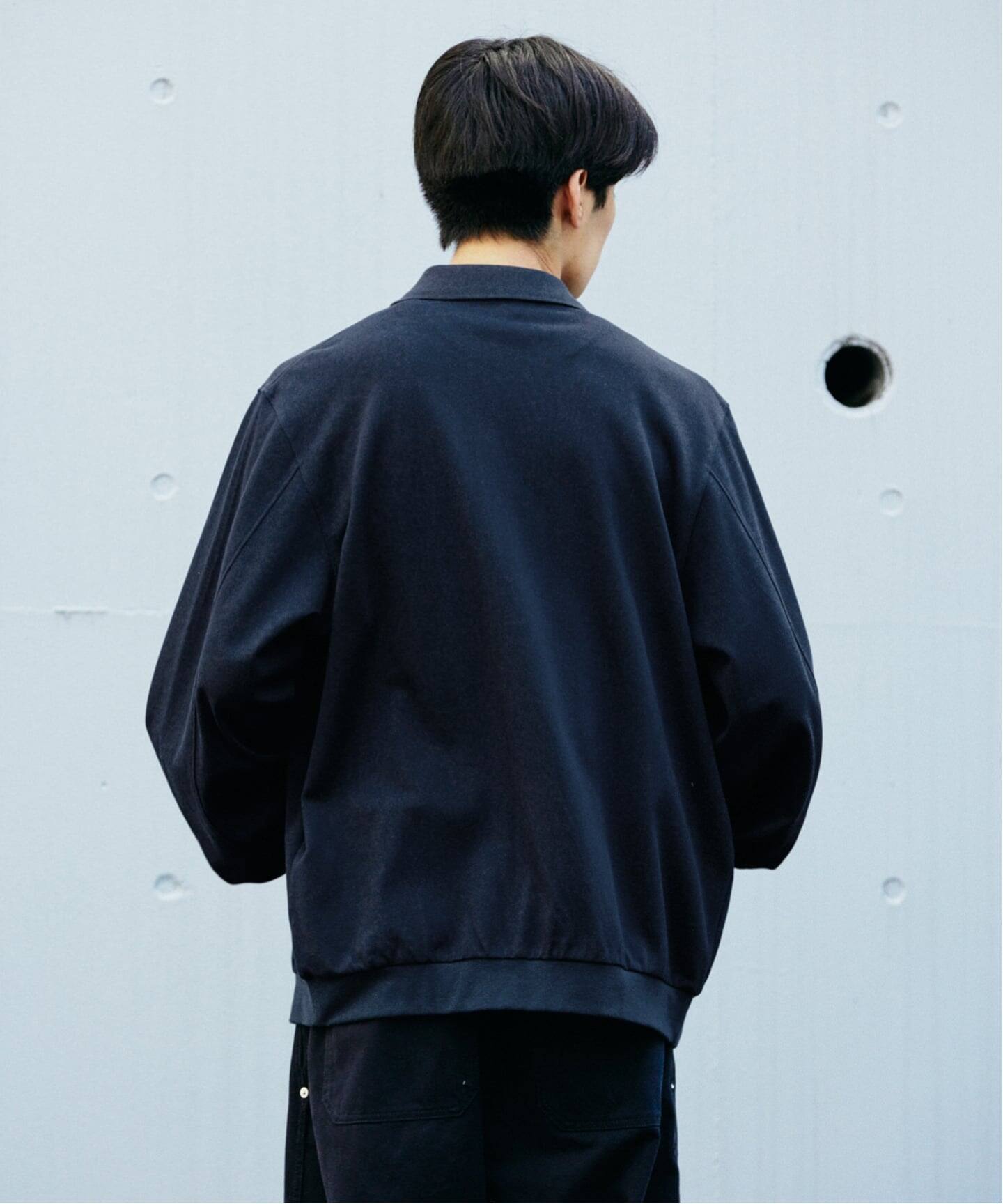 FRED PERRY×JOURNAL STANDARDネイビー 長袖ポロシャツ FRED PERRY / フレッドペリー 別注 フル ボタン ピケ ポロシャツ