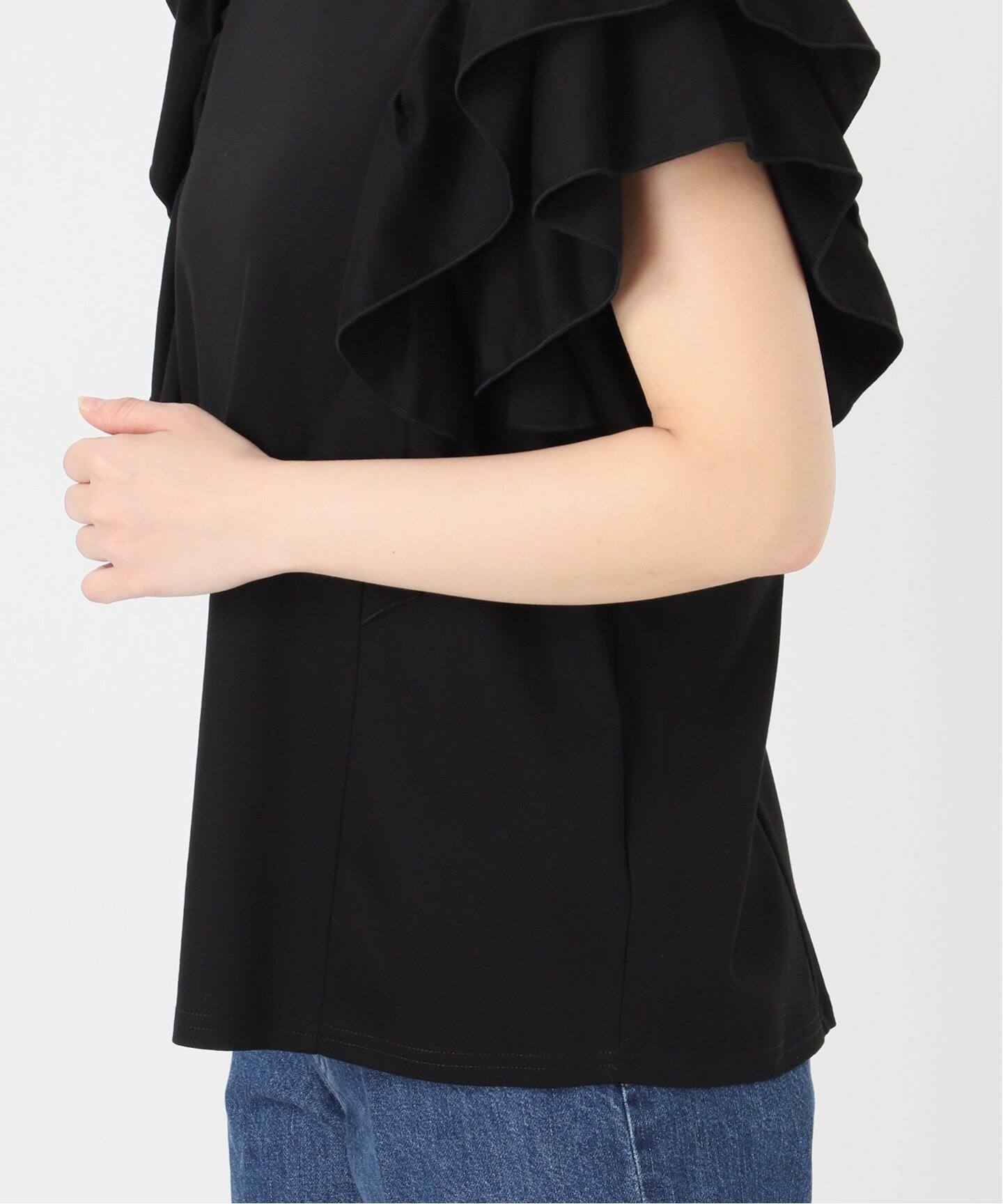 【タグ付】TO BE CHIC UVカット フリル カットソー（40 黒） タグ付】TO BE CHIC UVカット フリル カットソー（40 黒）