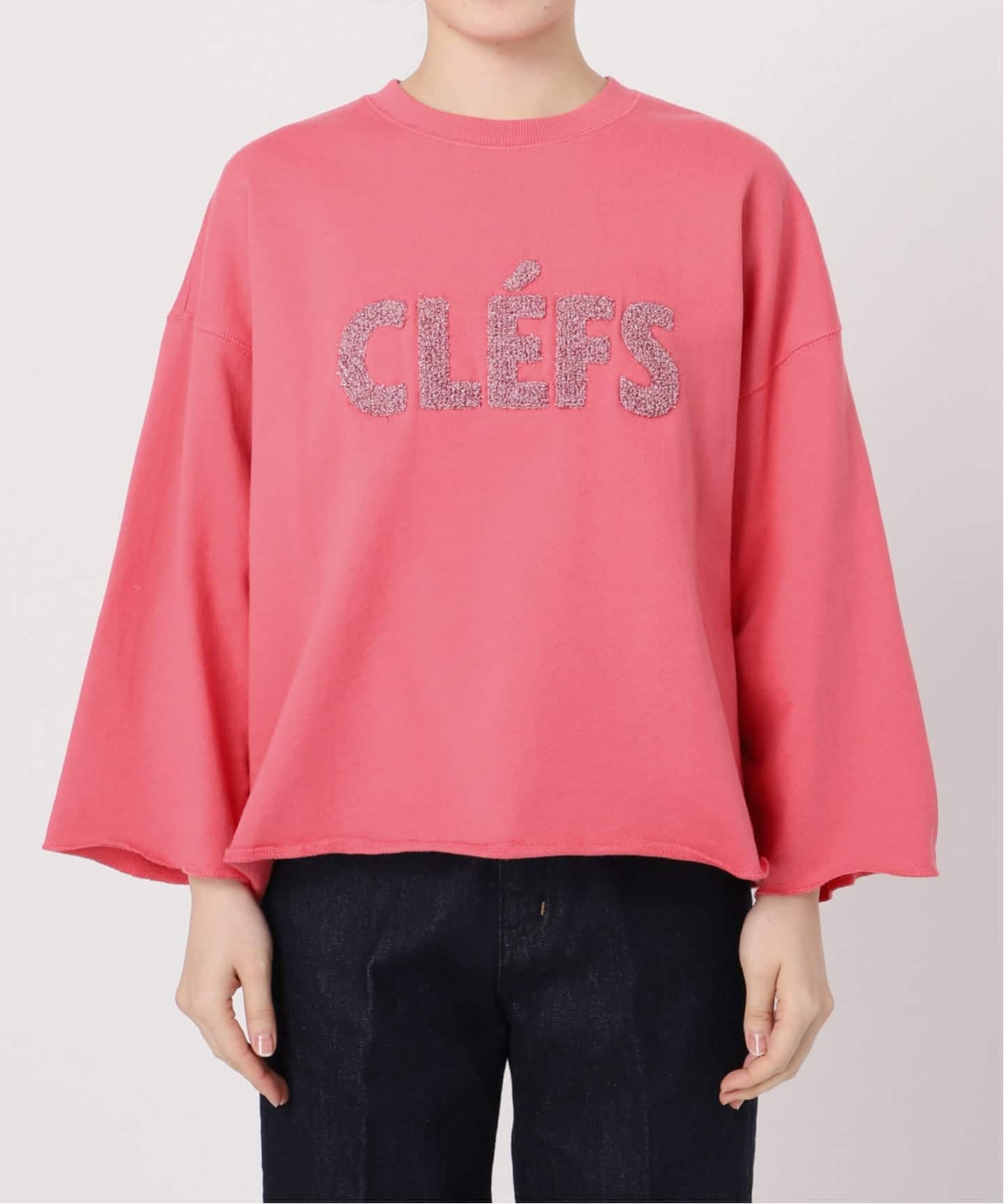 追加》手洗い可 / ラメサガラ刺繍7分袖プルオーバー（スウェット