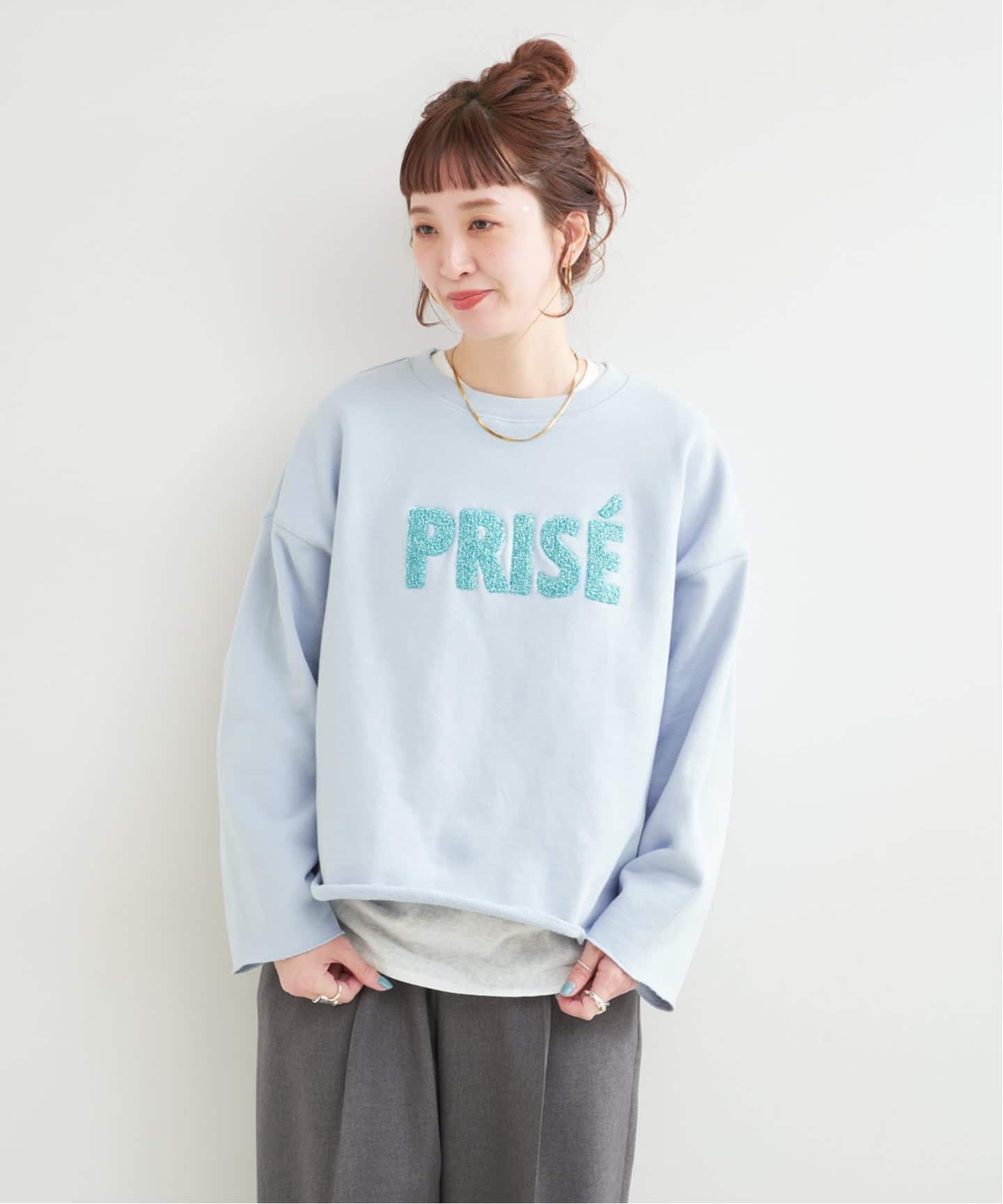 追加》ラメサガラ刺繍ロングスリーブ（スウェット）｜B.C STOCK（ベー