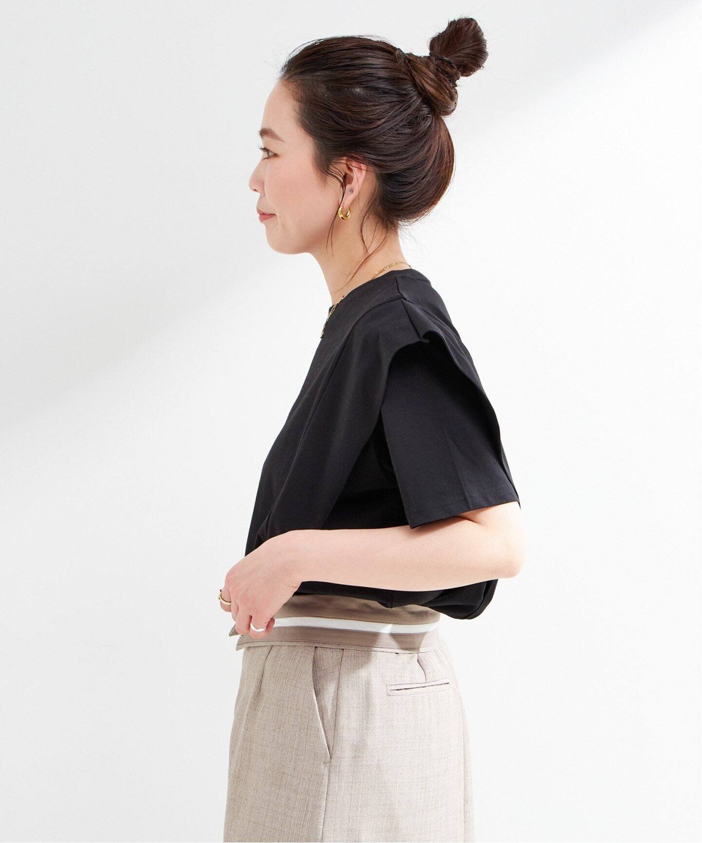 WEB限定】ウォッシャブル / 接触冷感 ラッフルショルダーTシャツ