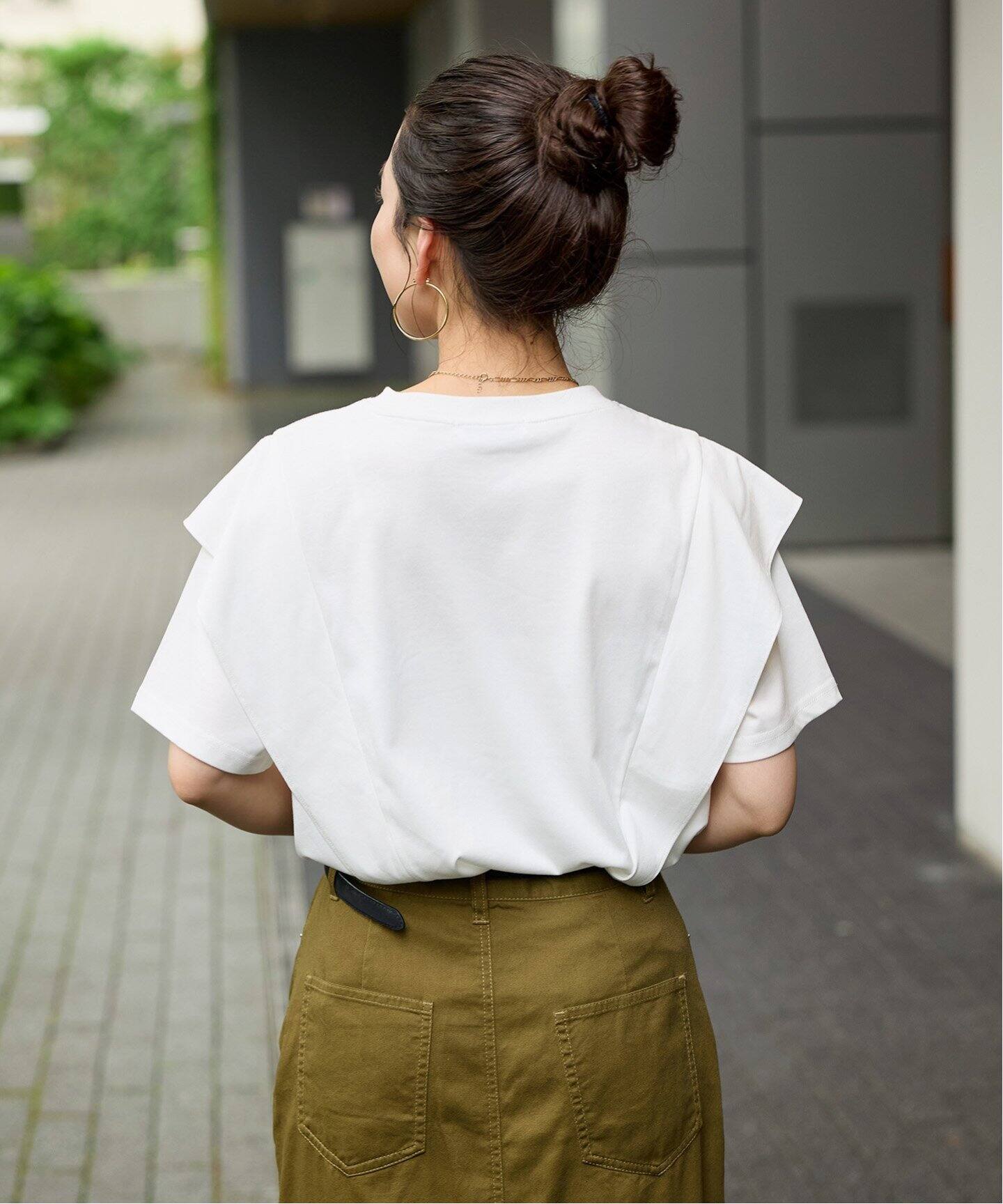 tシャツ 「WEB限定・洗える・接触冷感」バルーンジャージー カットソー レディース WEB限定】ウォッシャブル / 接触冷感 ラッフルショルダーTシャツ