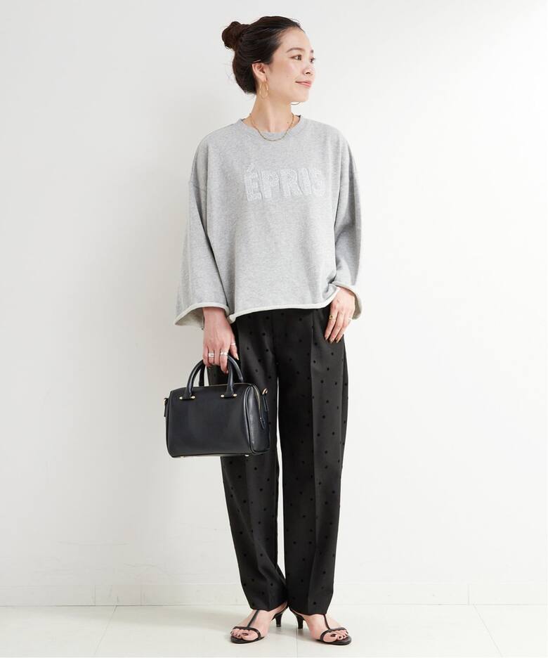 追加》手洗い可 / ラメサガラ刺繍7分袖プルオーバー（スウェット  