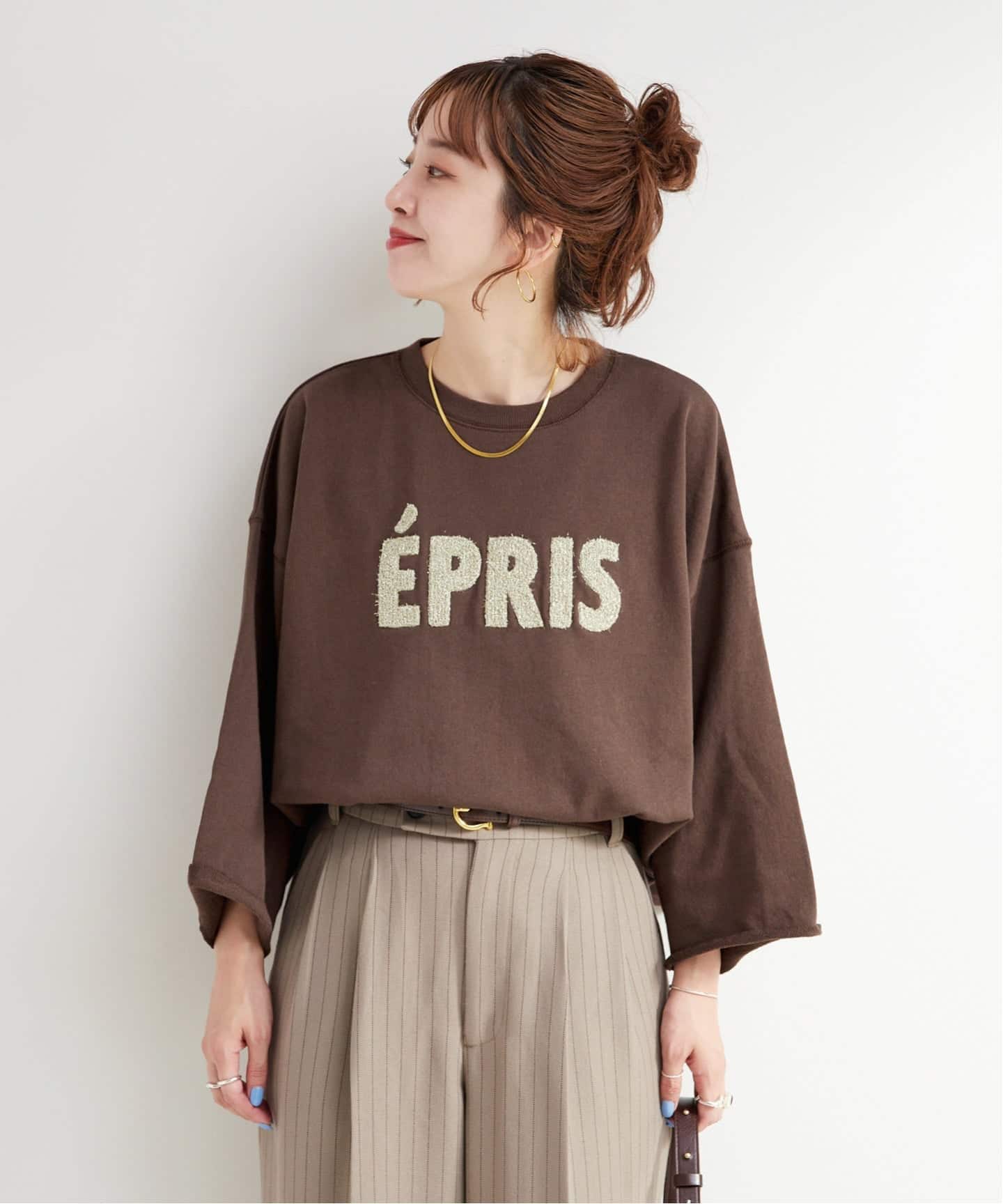 現行極美品　Burberry メランジ　カットアウトディテール　スウェット 追加予約》手洗い可 / ラメサガラ刺繍7分袖プルオーバー