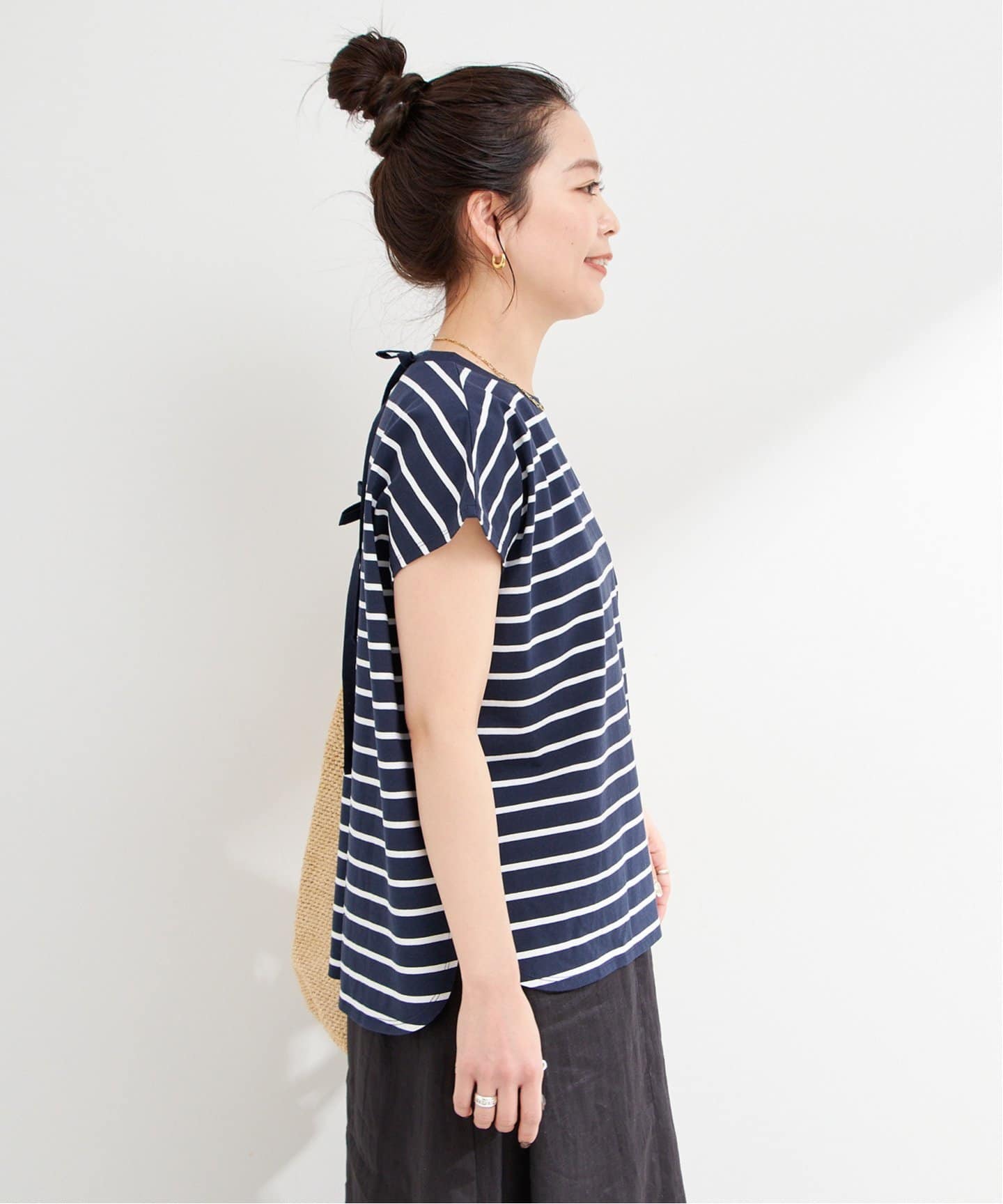 tシャツ 「追加」手洗い可 / 接触冷感 / クールタッチバックリボンプルオーバー レディース B.C STOCK｜《追加》手洗い可 / 接触冷感 / クールタッチバック
